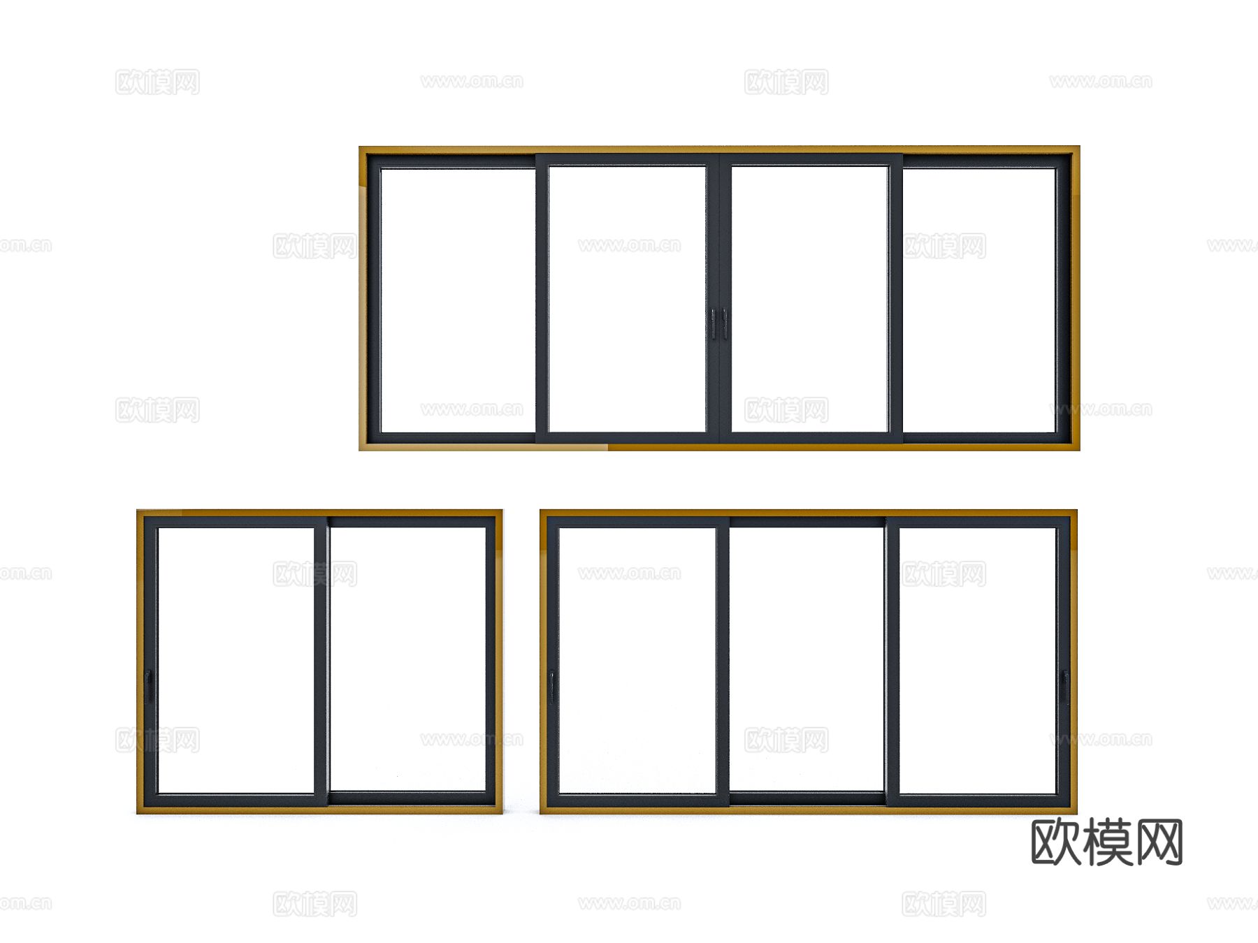 现代窗户 平开窗3d模型