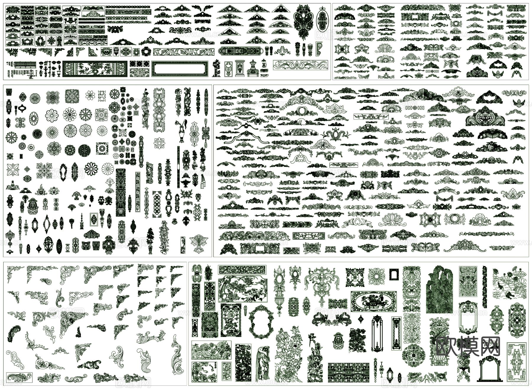 欧式花纹 花纹 雕花 花纹 雕花素材cad图库