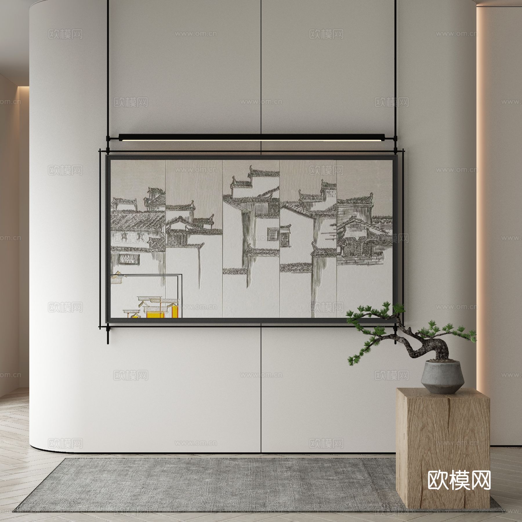 新中式水墨画 装饰画3d模型