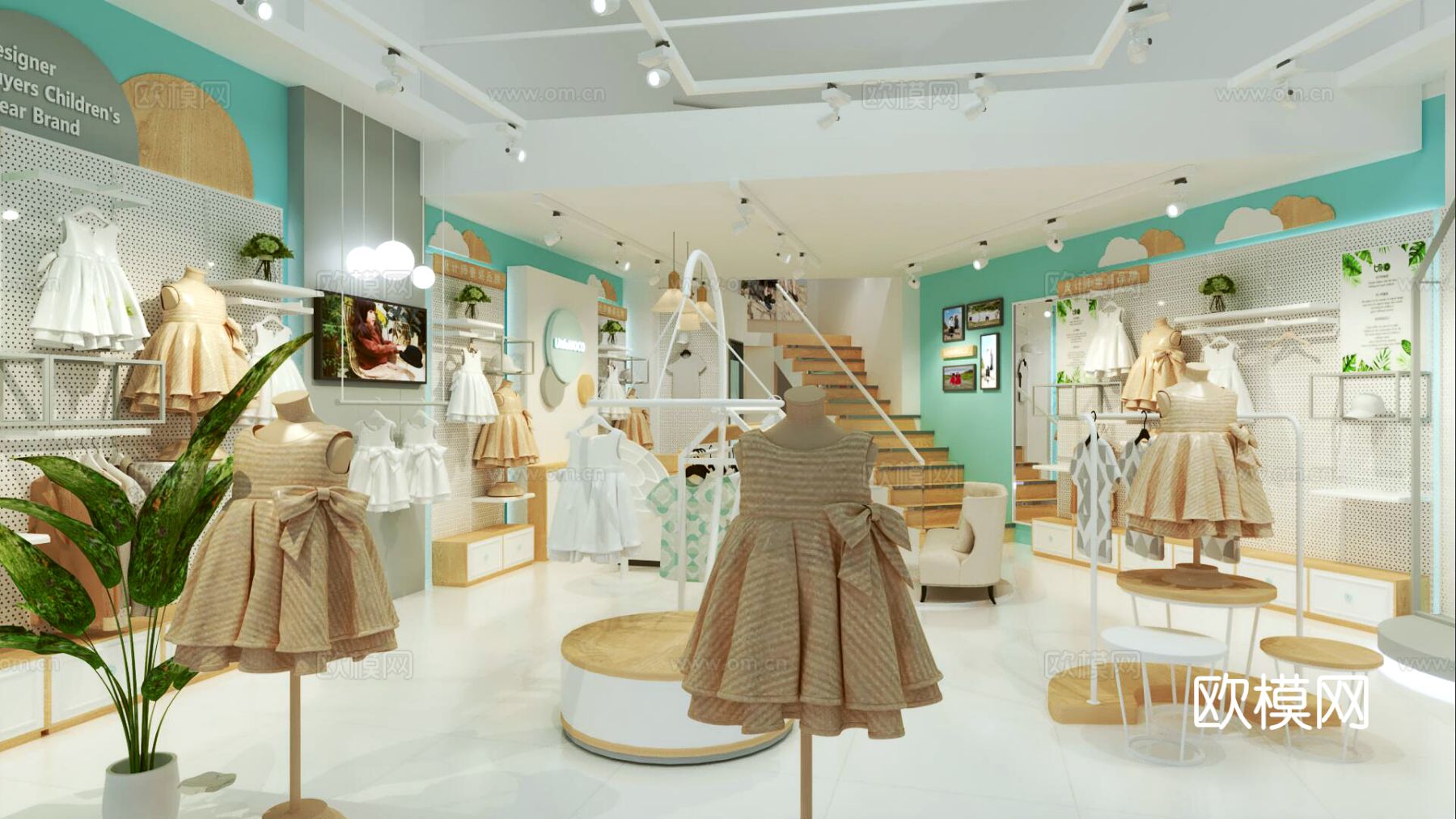 现代服装店 童装店3d模型下载（渲染图3）