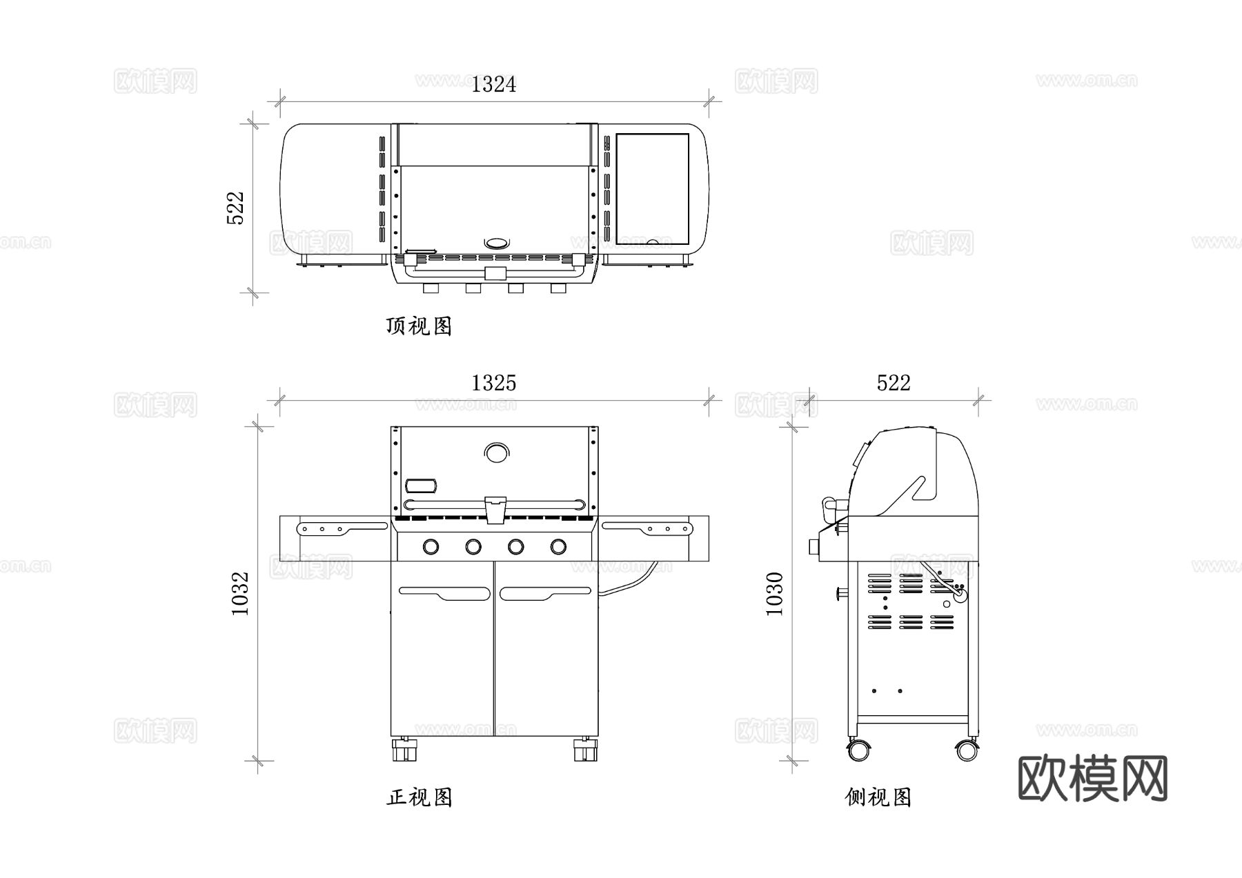 天然气烧烤架 天然气烤炉 天然气烧烤炉 天然气烤肉架cad大样图