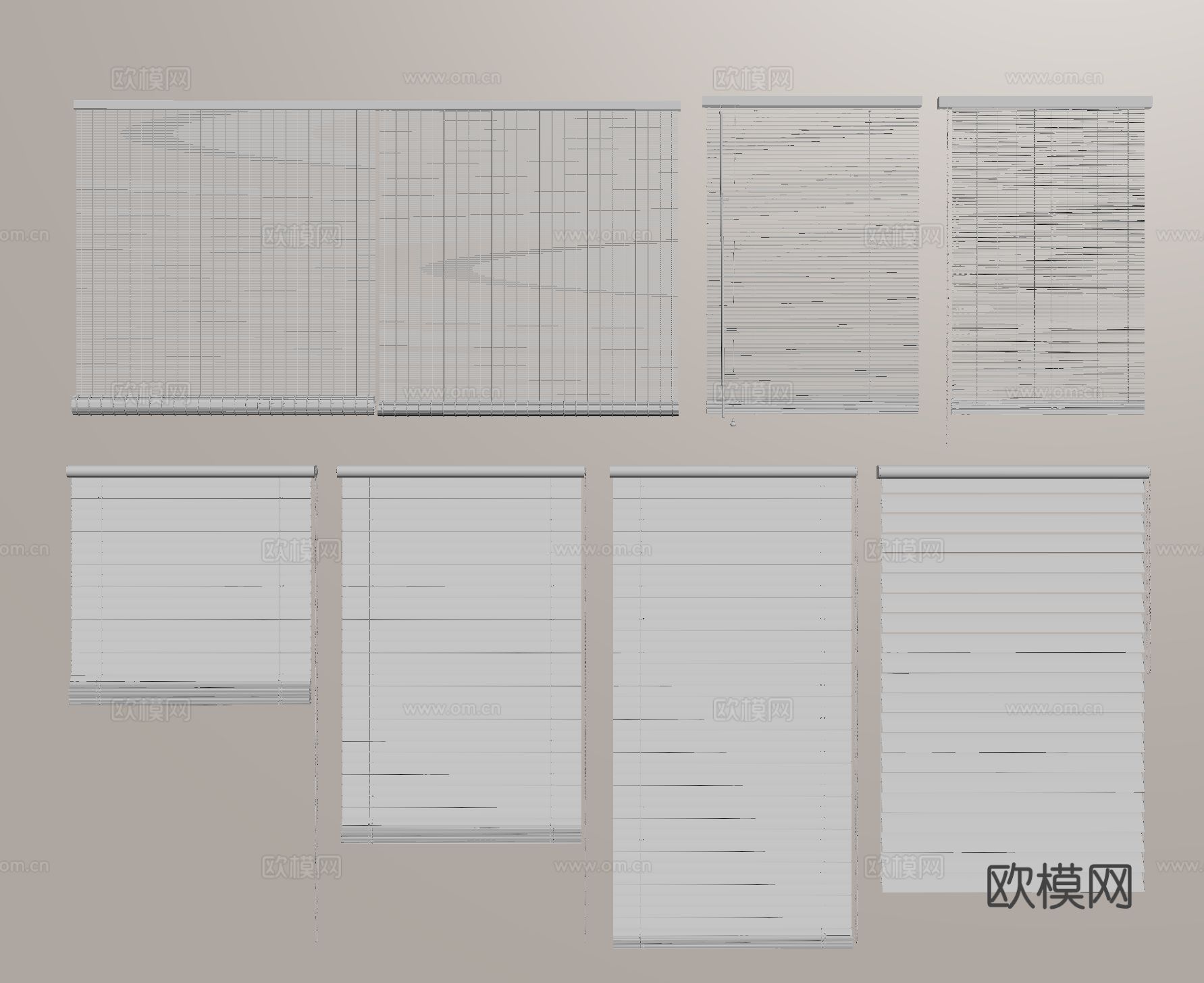 百叶窗帘 窗帘 拉帘 折叠帘 遮光帘su模型