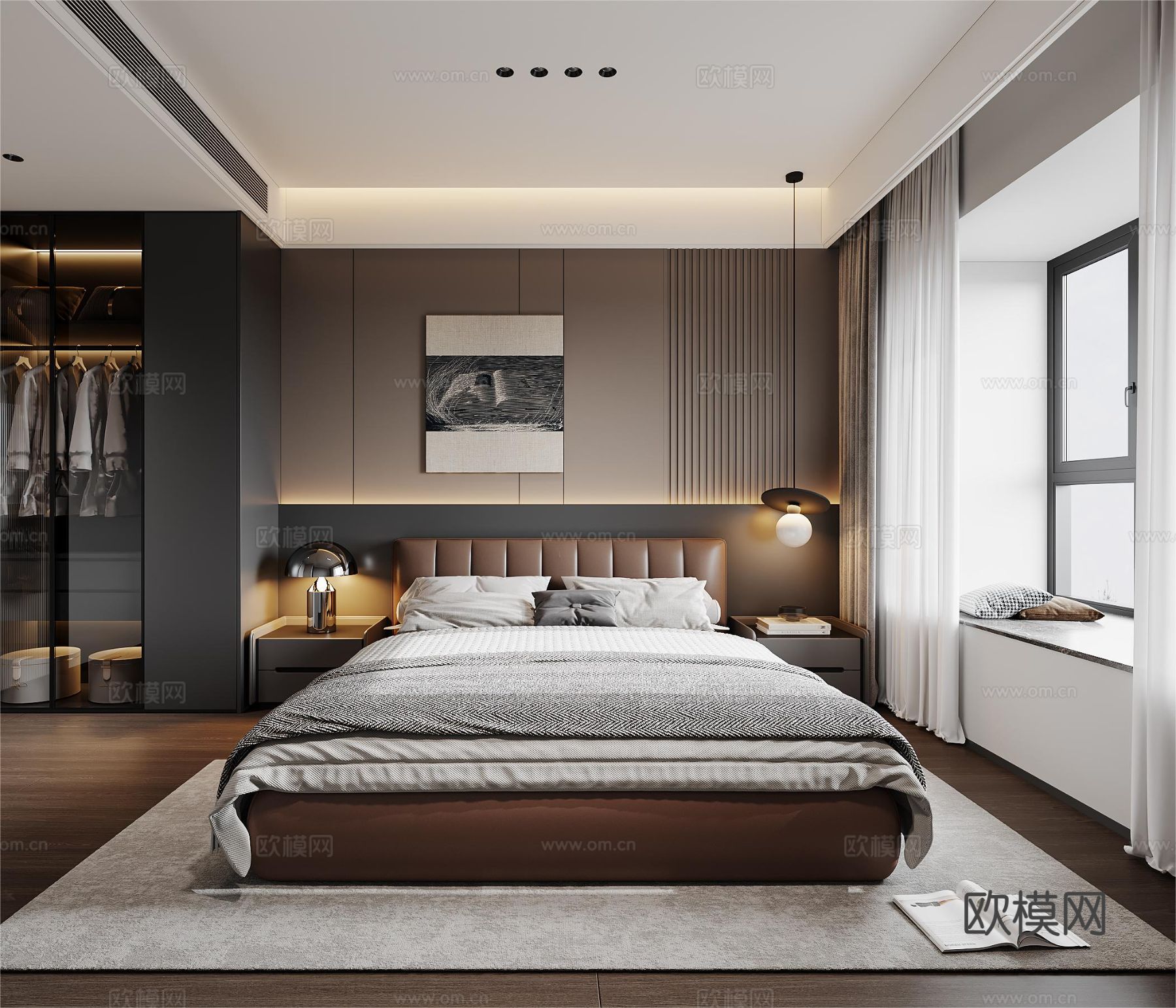 意式卧室 主卧3d模型下载（渲染图2）