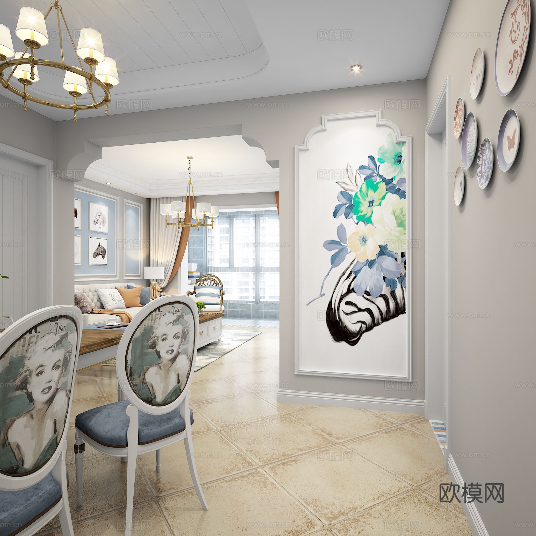 地中海客餐厅3d模型下载（渲染图3）