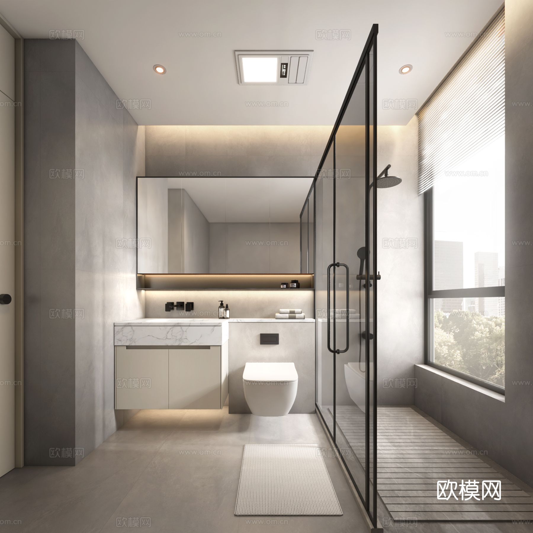 现代卫生间 浴室su模型下载（渲染图2）