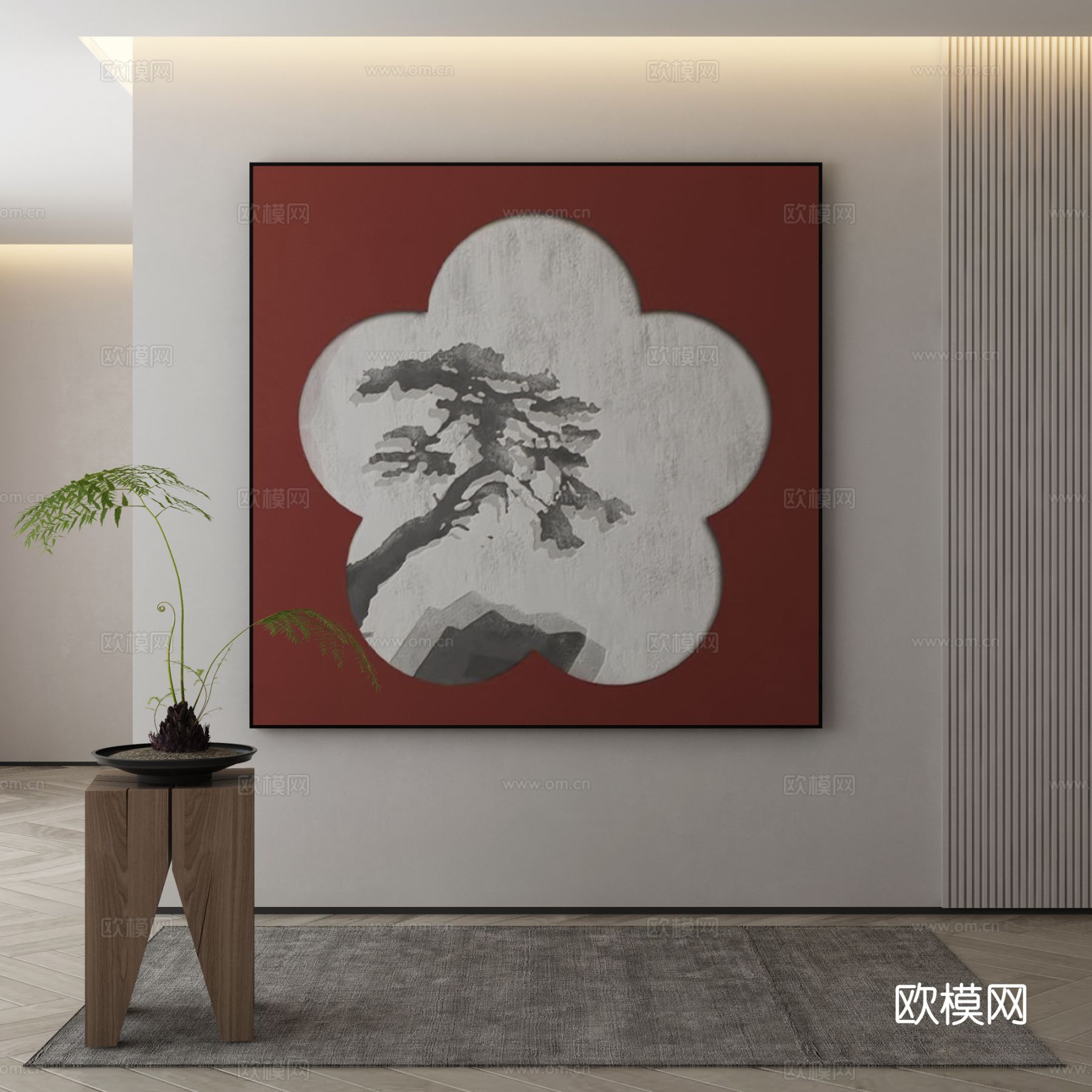 新中式水墨画 装饰画3d模型