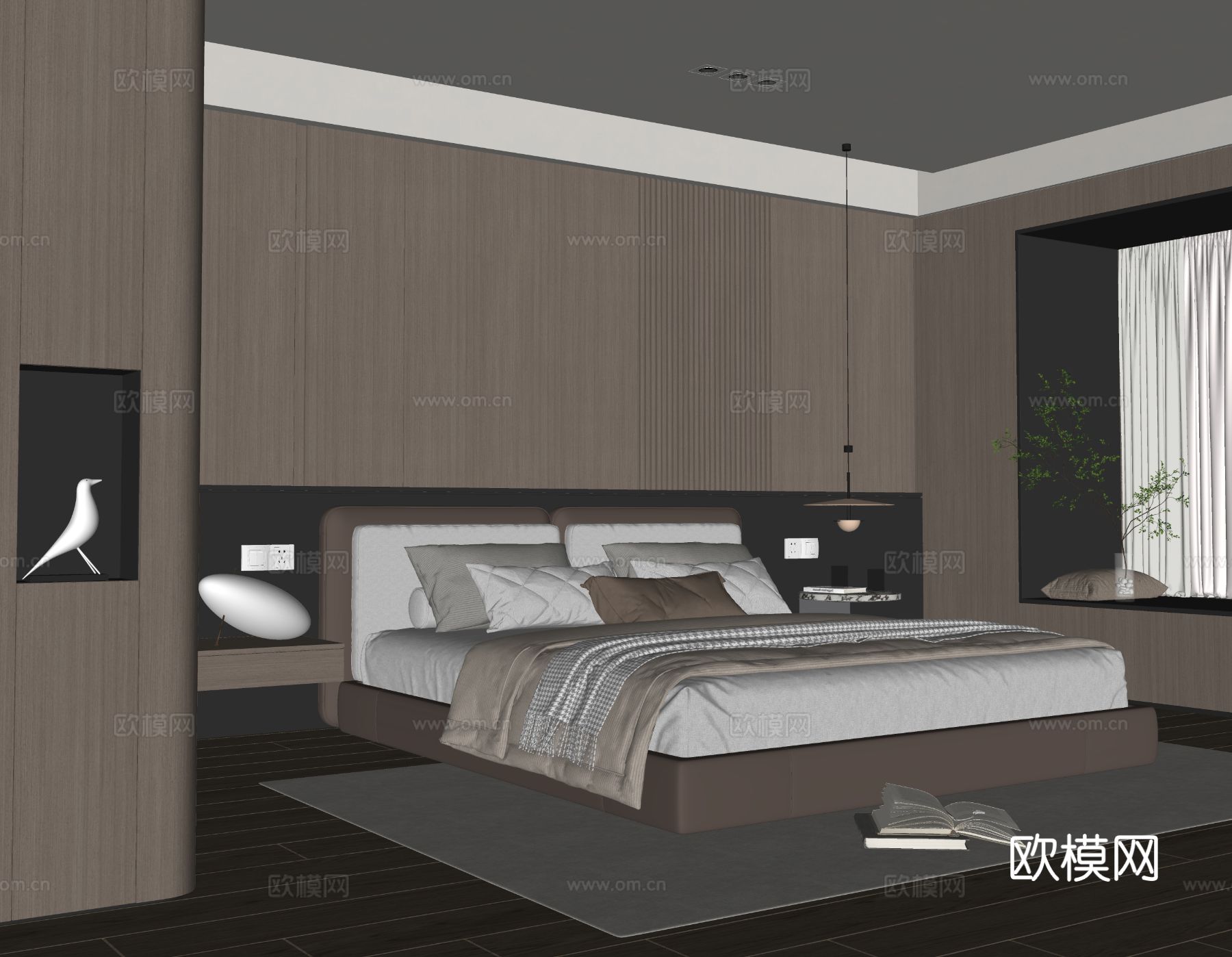 意式卧室 主卧su模型下载（渲染图1）