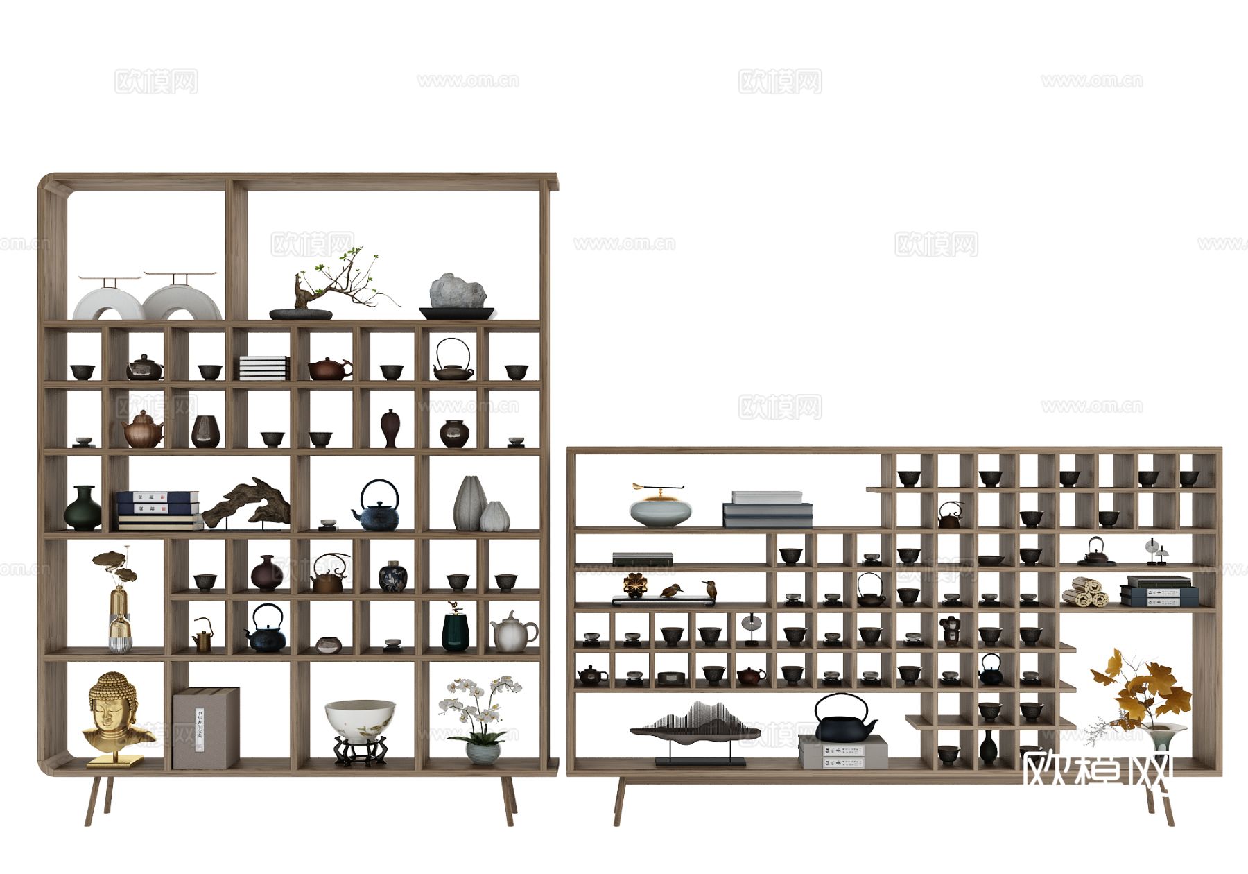 新中式博古架su模型下载（渲染图2）
