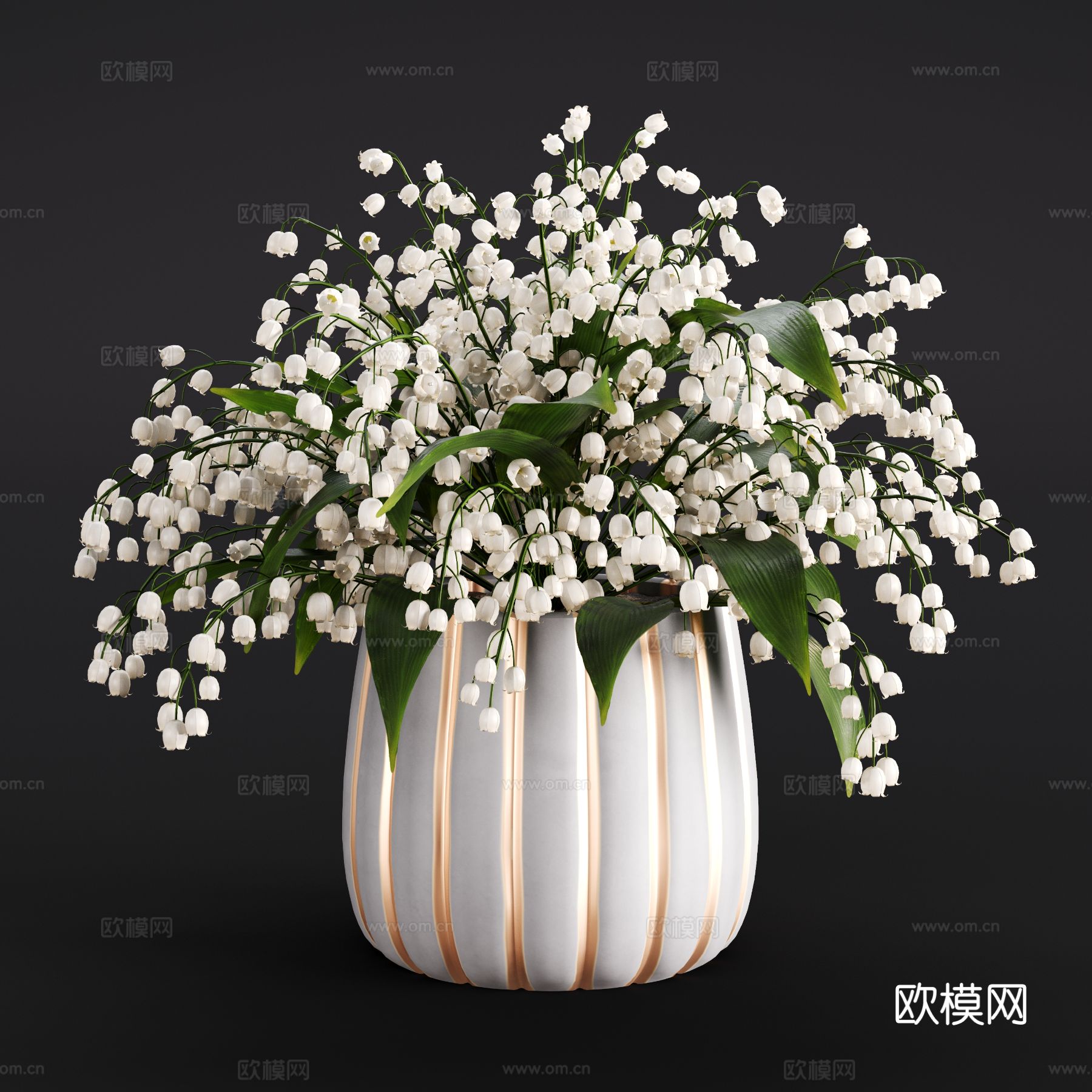 现代铃兰花瓶 花艺 插花3d模型