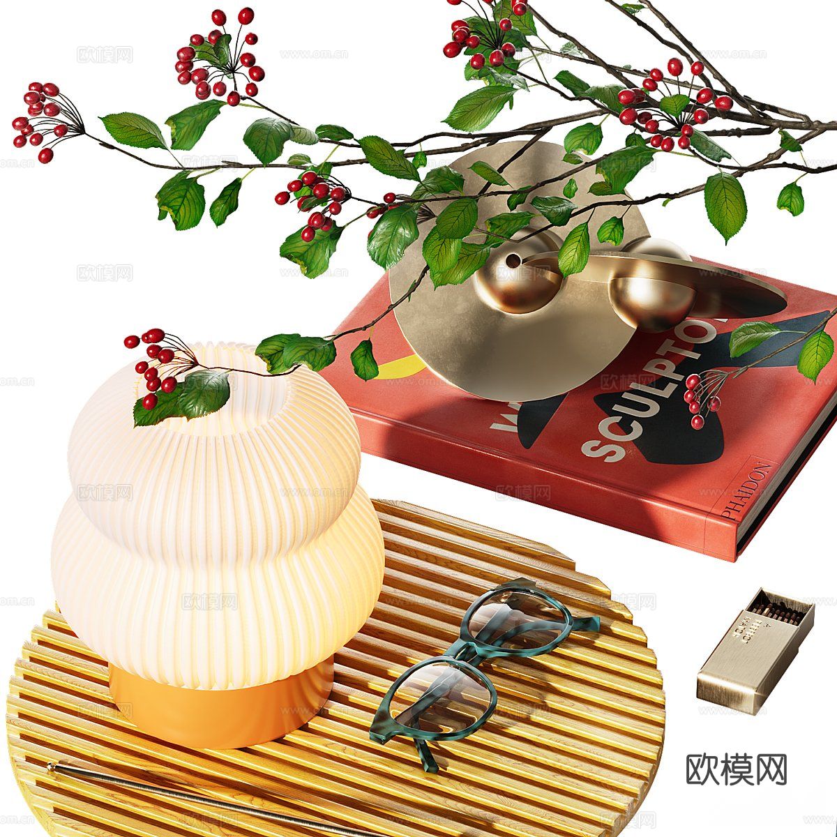 现代装饰品 桌面摆件 花瓶 台灯3d模型