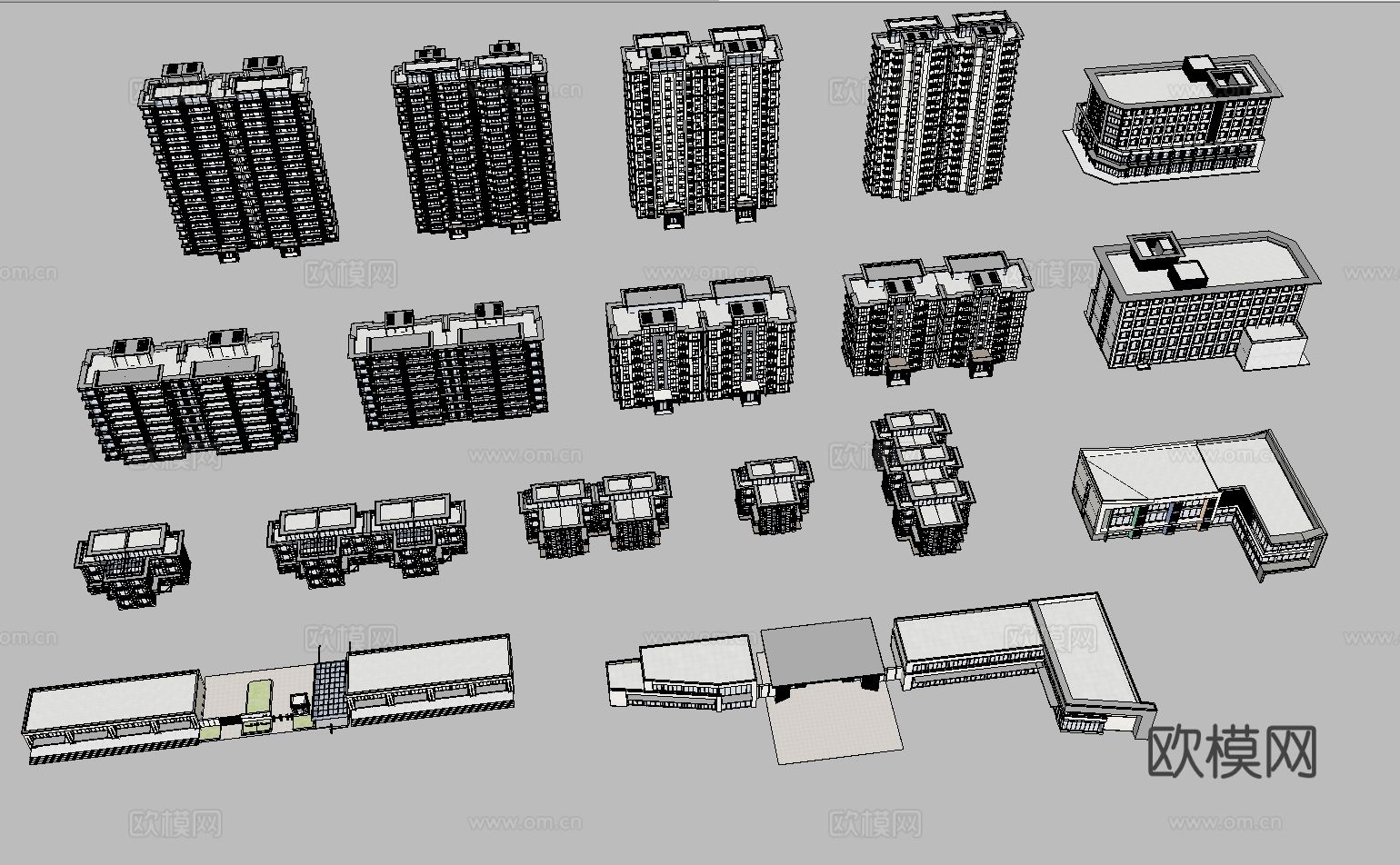 小区配套建筑 高层 多层住宅su模型
