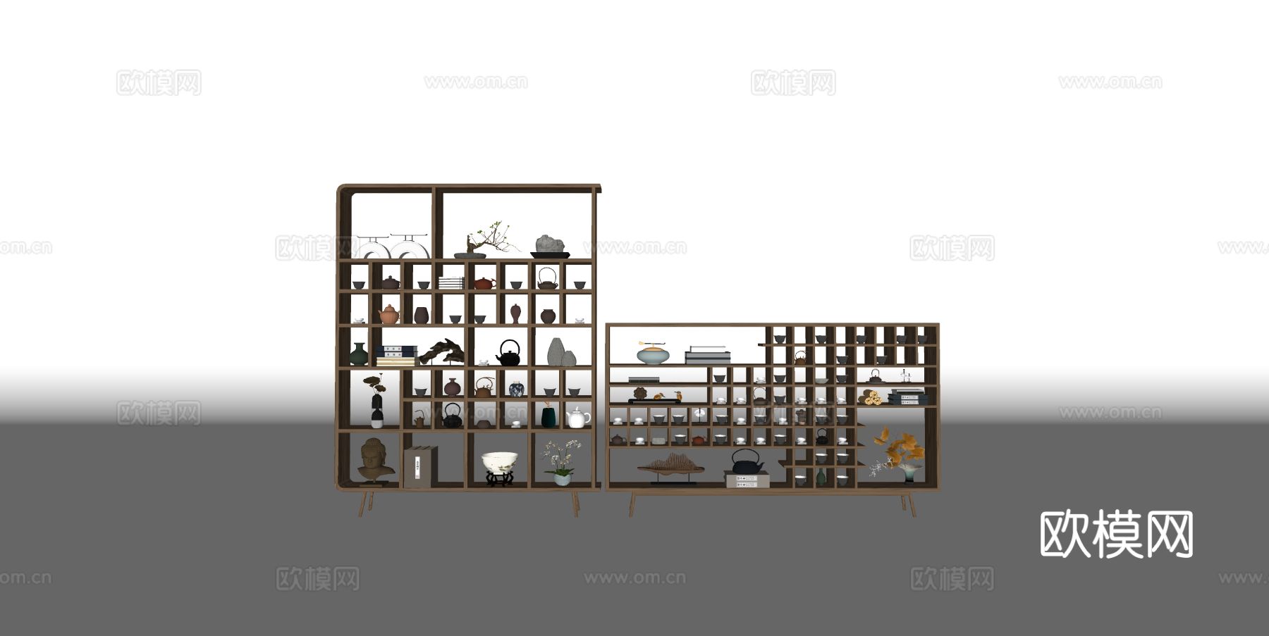 新中式博古架su模型下载（渲染图1）