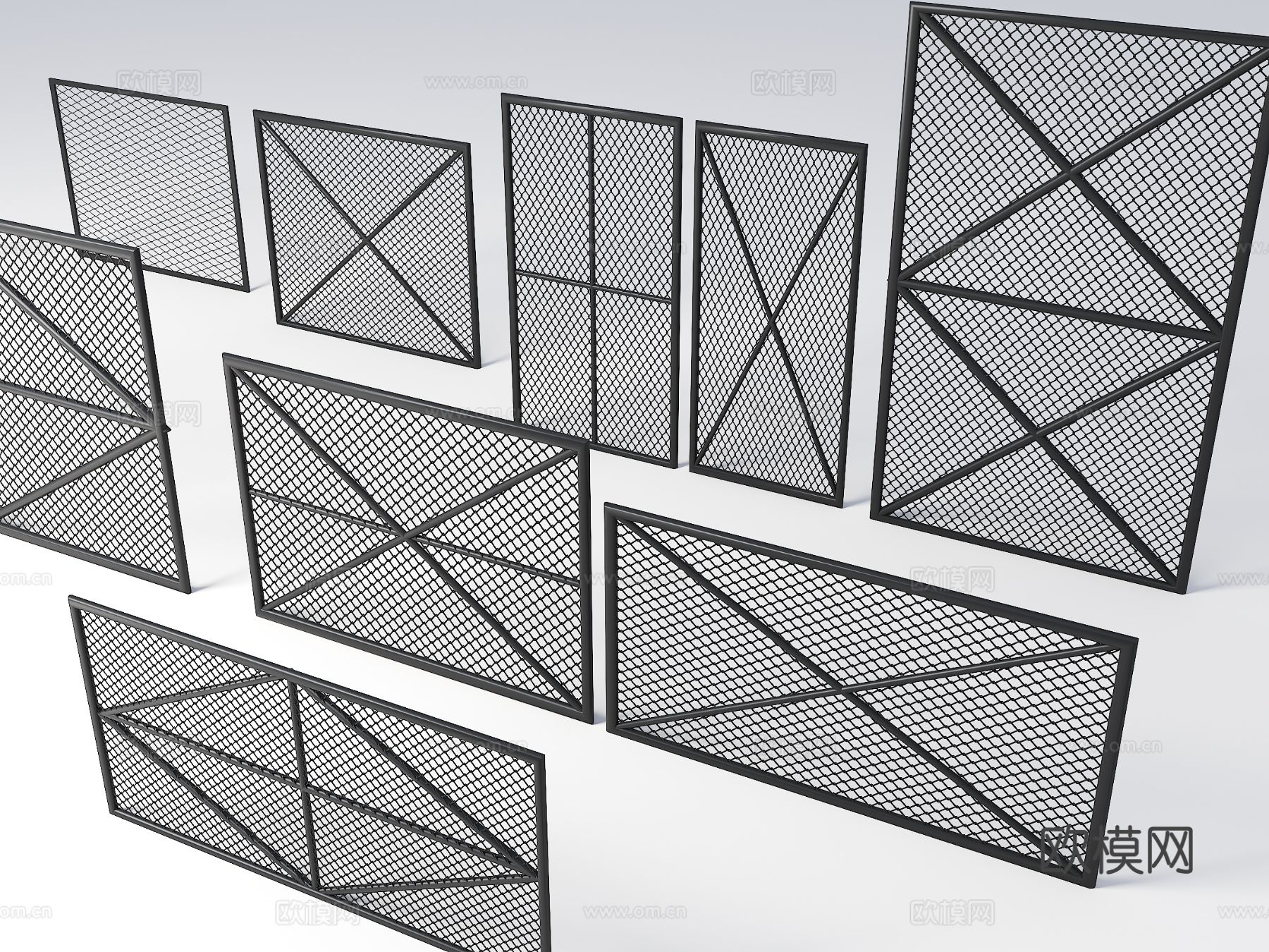 现代铁丝网 护栏 围墙 栏杆3d模型