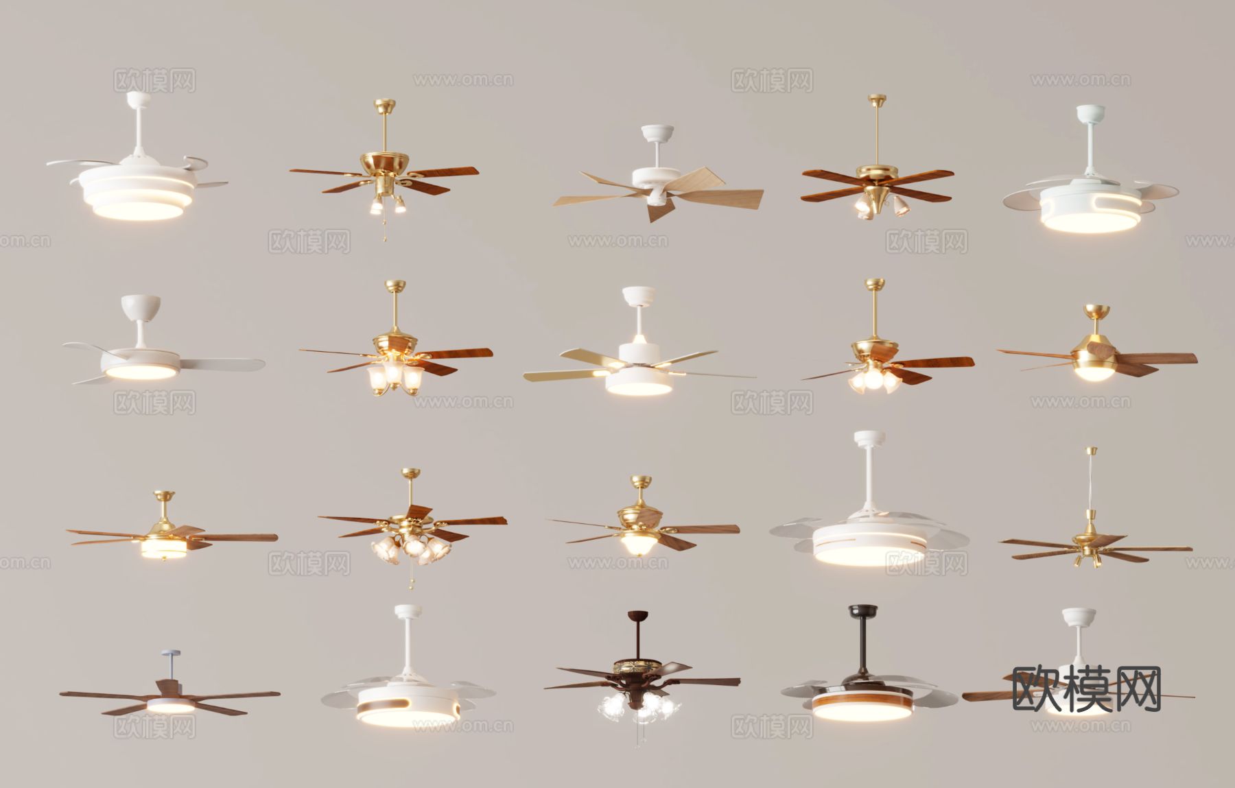 现代吊扇灯su模型下载（渲染图2）
