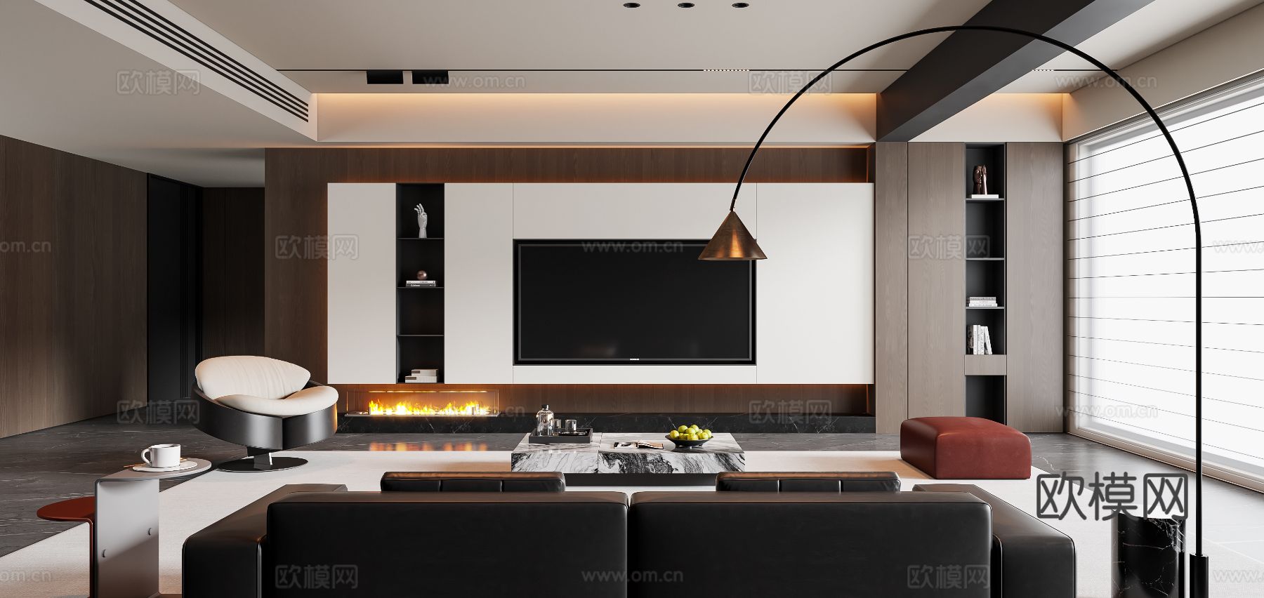 意式客厅3d模型下载（渲染图2）