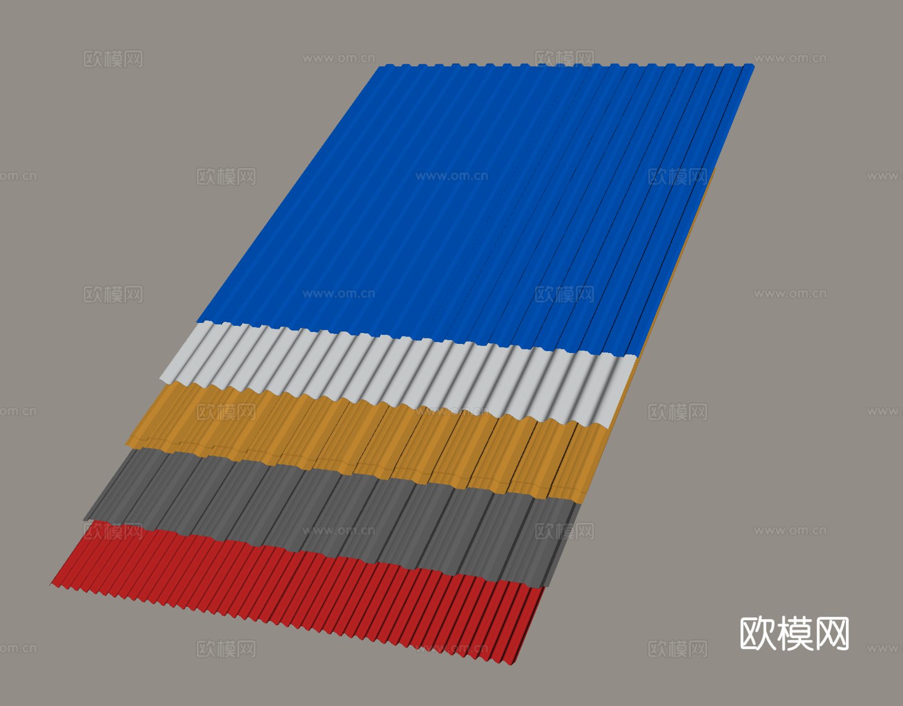 彩钢瓦 铁皮瓦 铁板瓦su模型下载（渲染图1）