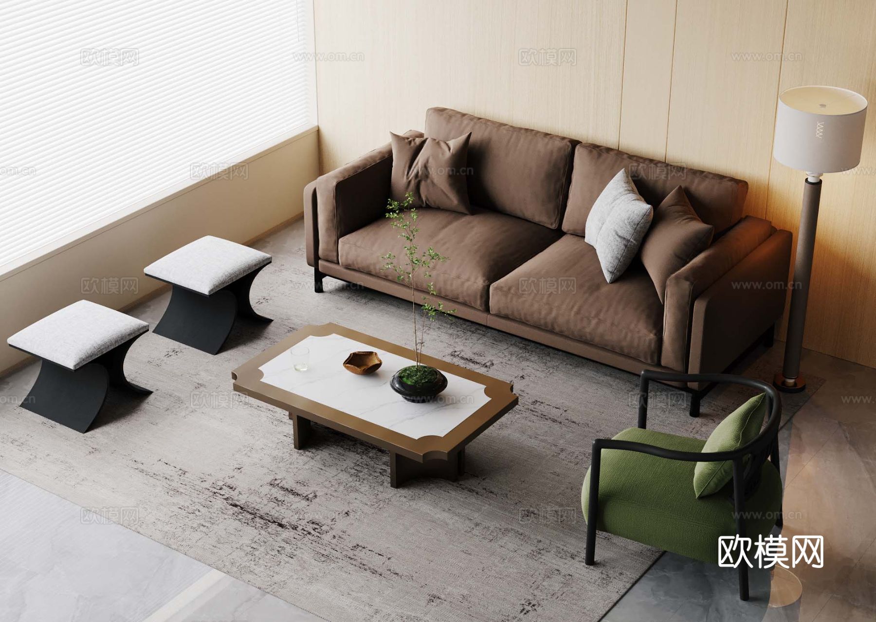 中古风组合沙发3d模型下载