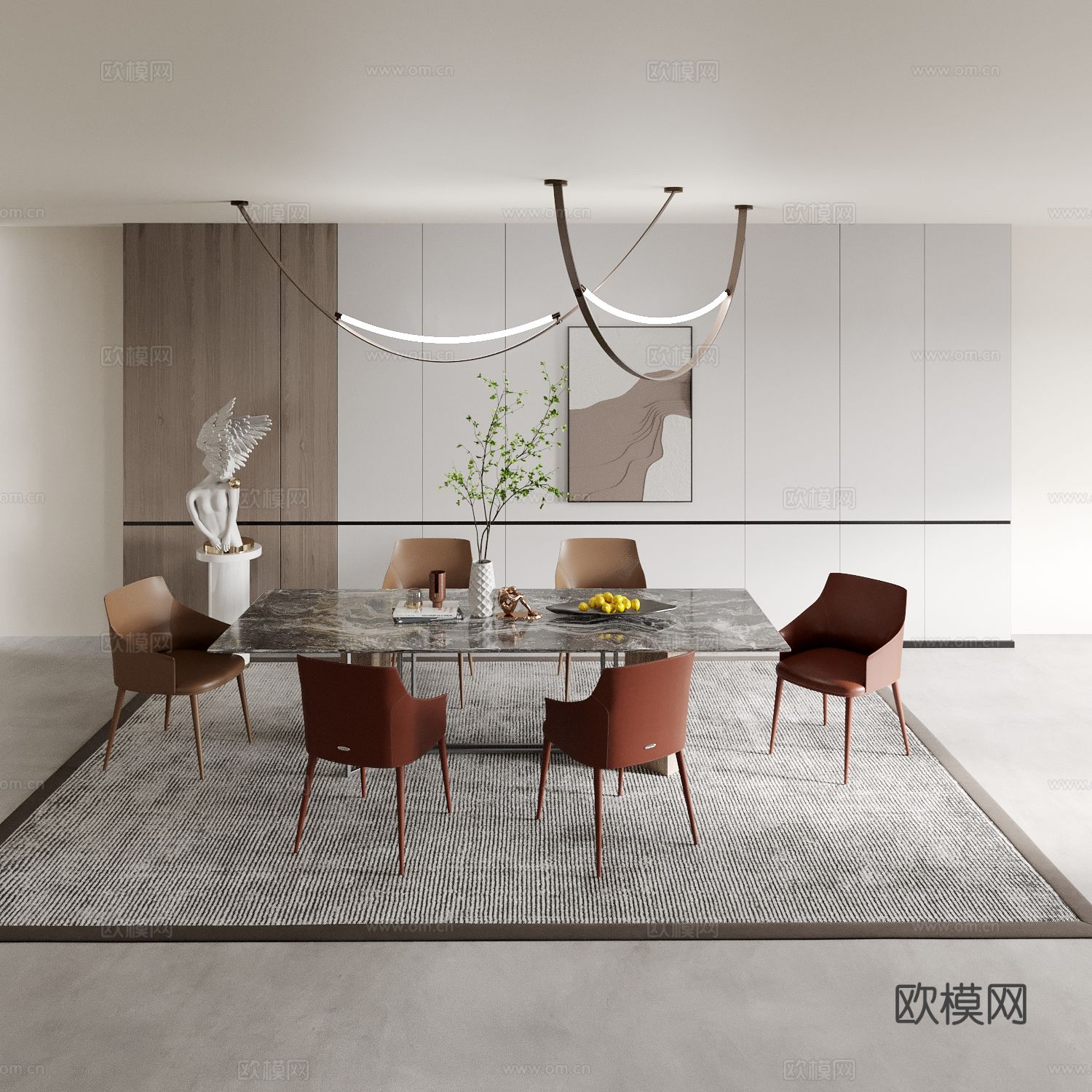 现代餐桌椅3d模型下载