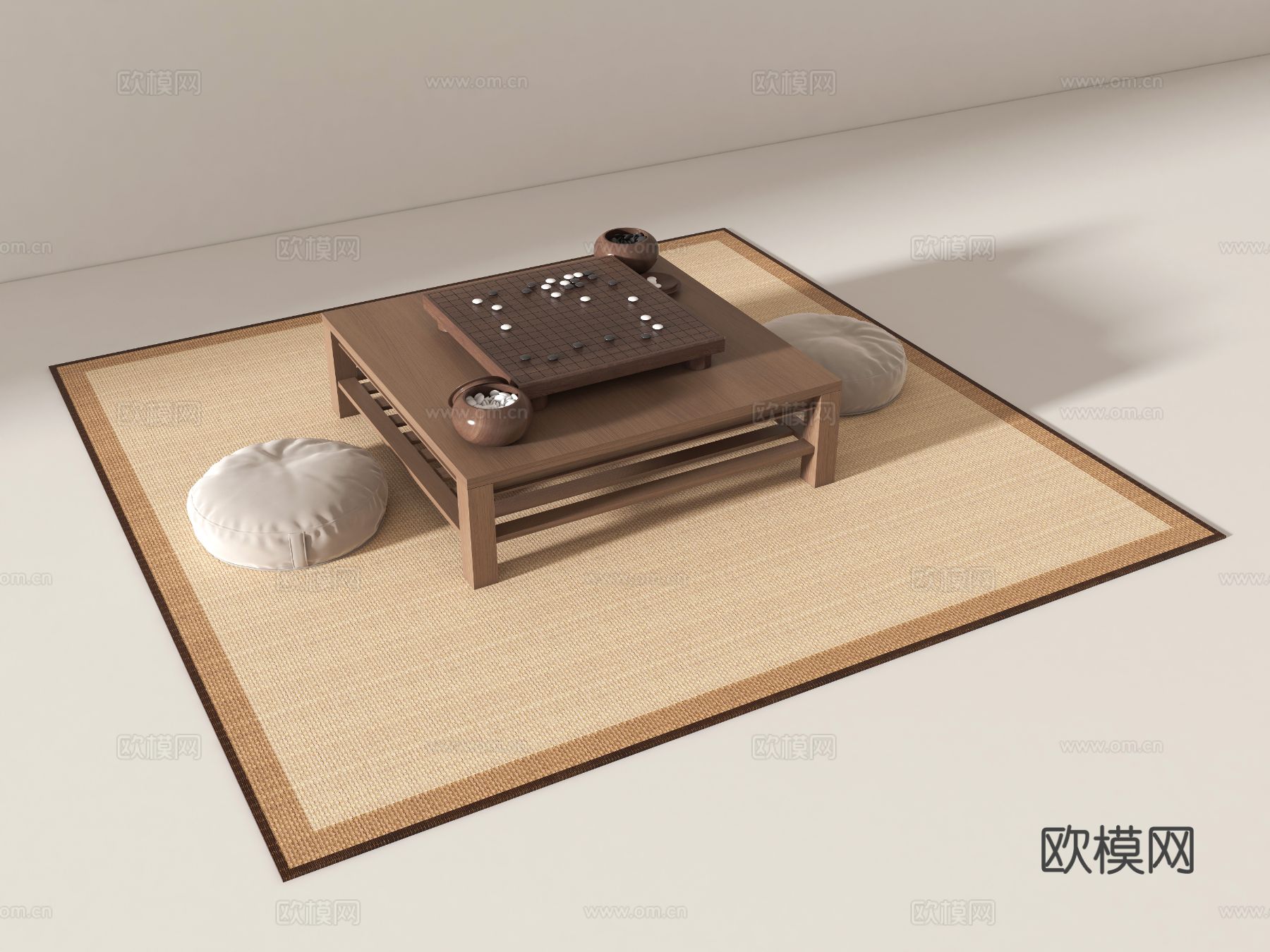 新中式围棋棋盘3d模型