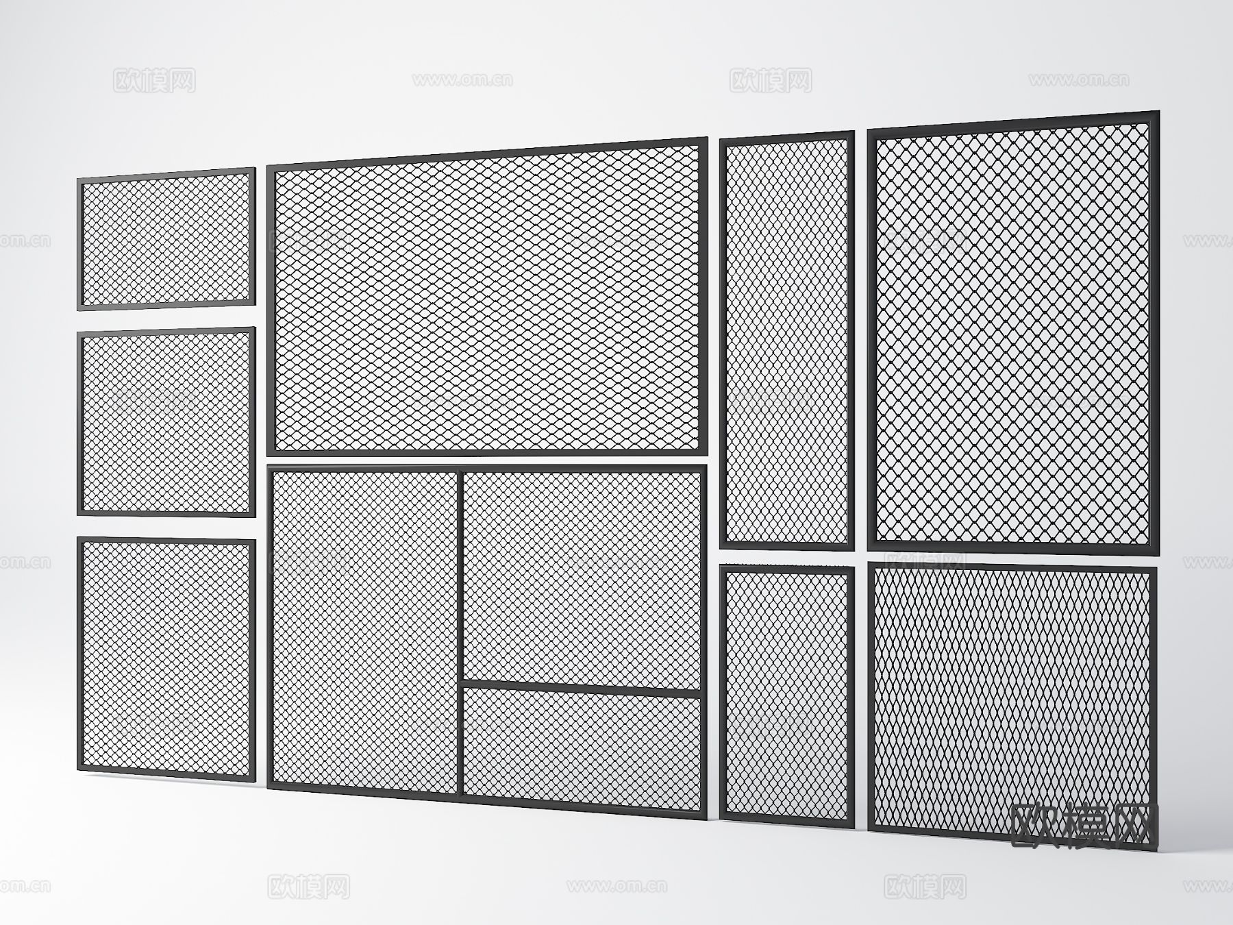 现代铁丝网 护栏 围墙 栏杆3d模型