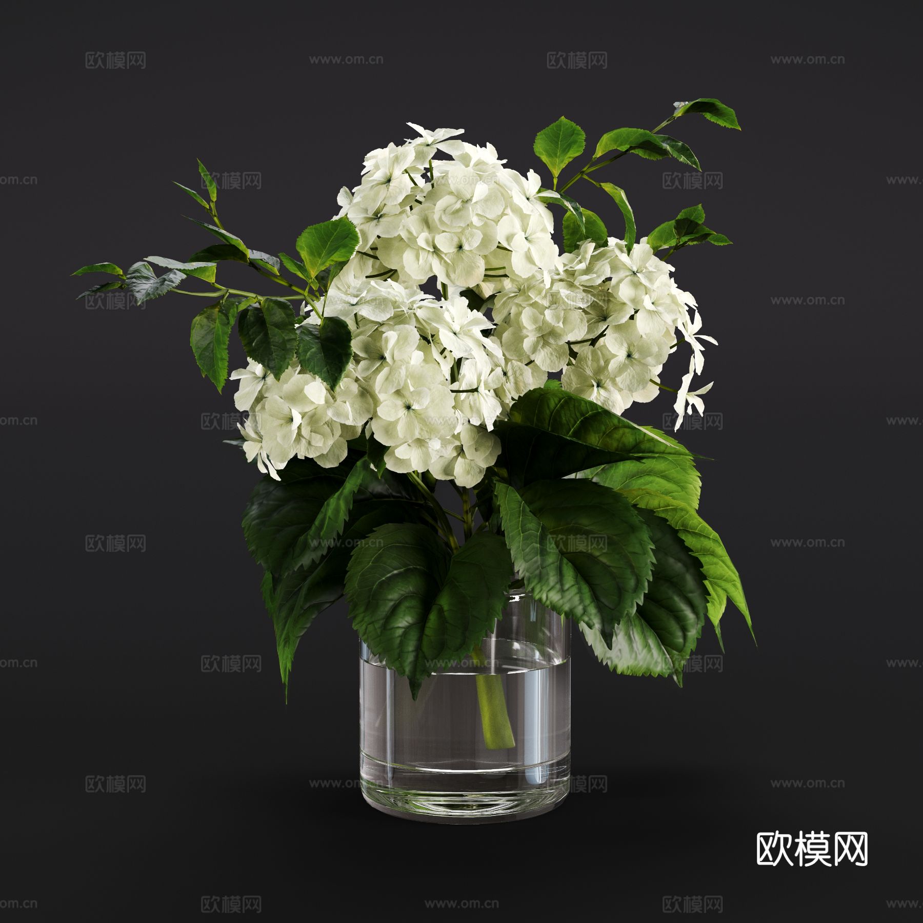 现代绣球花 花瓶 花艺 插花3d模型