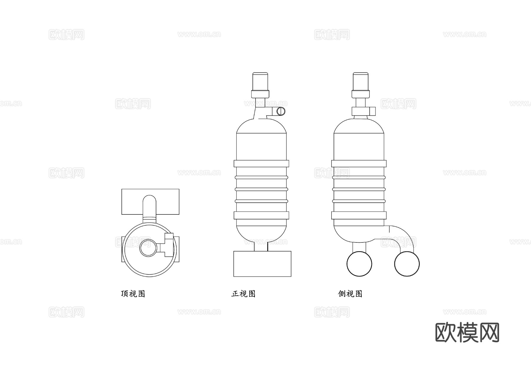 家用过滤器 自来水净化器 自来水过滤装置三视图