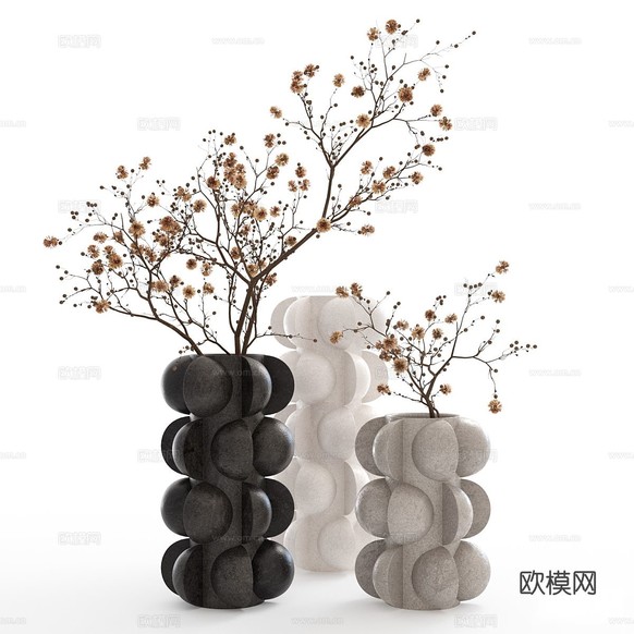 花瓶 花艺 插花3d模型下载