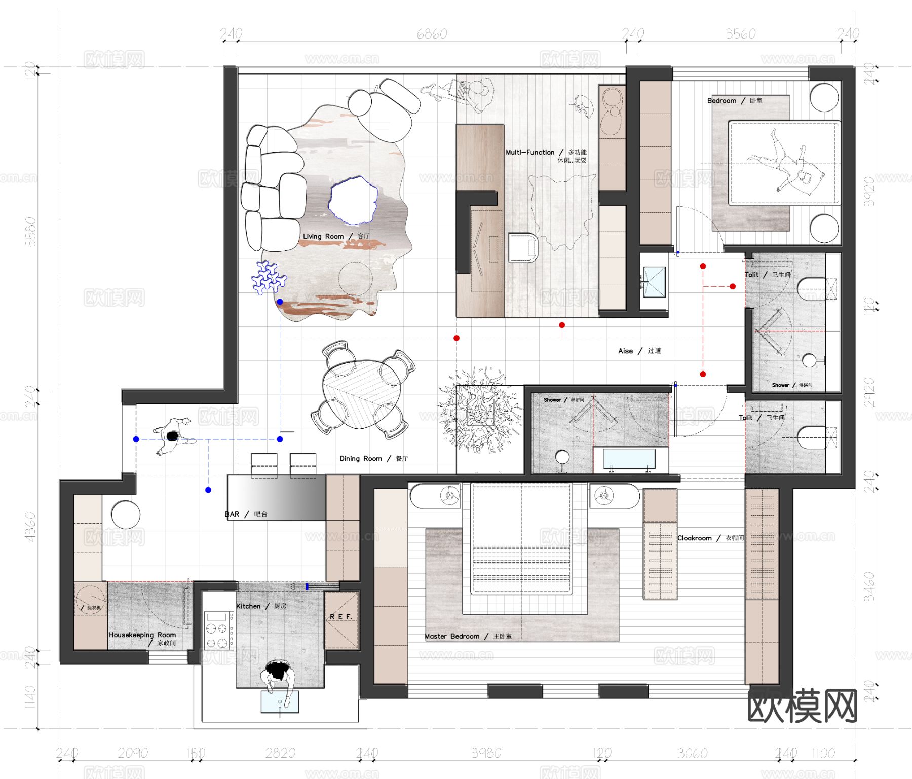 125㎡平层3房平面布置图下载
