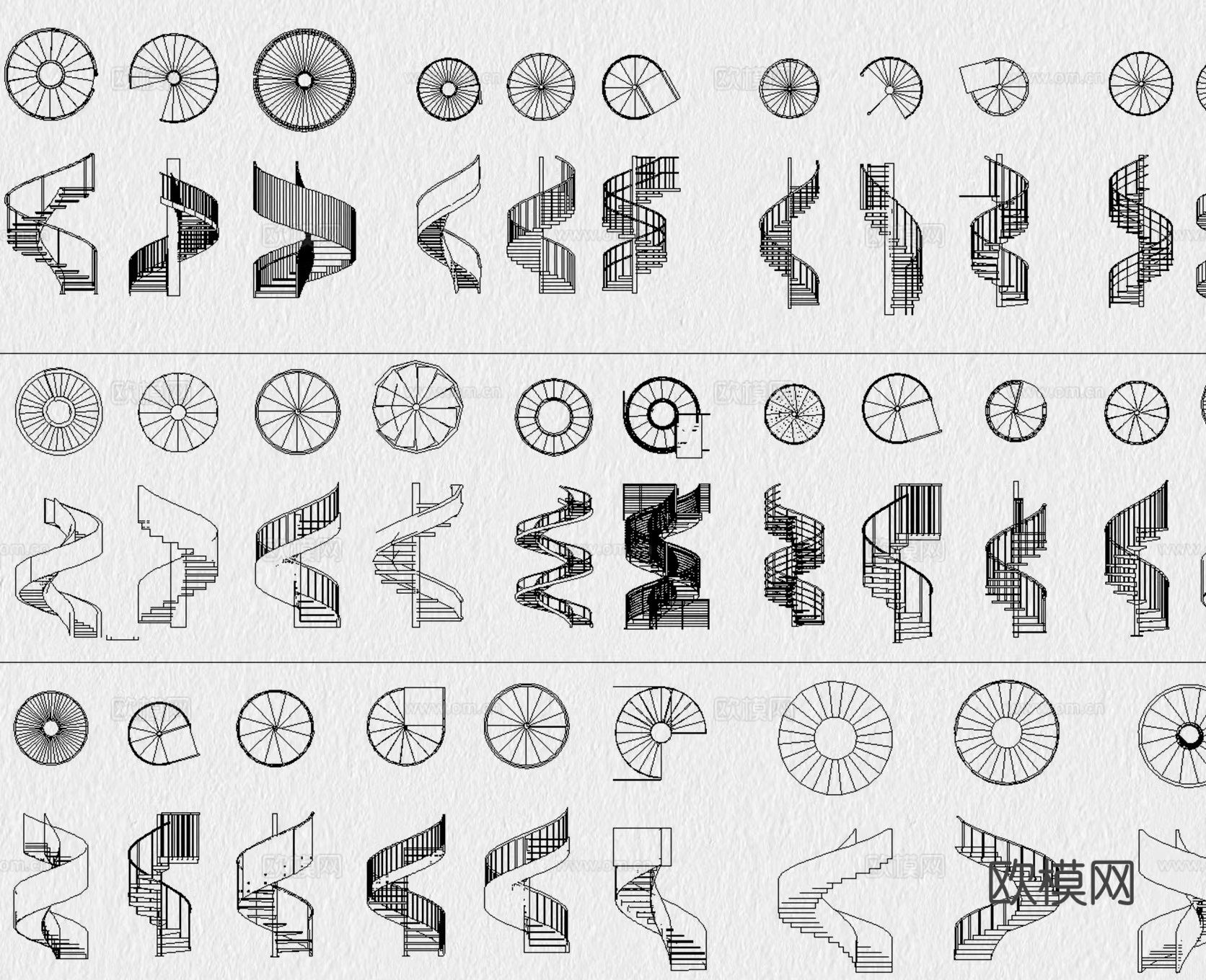 旋转楼梯cad大样图下载（渲染图3）