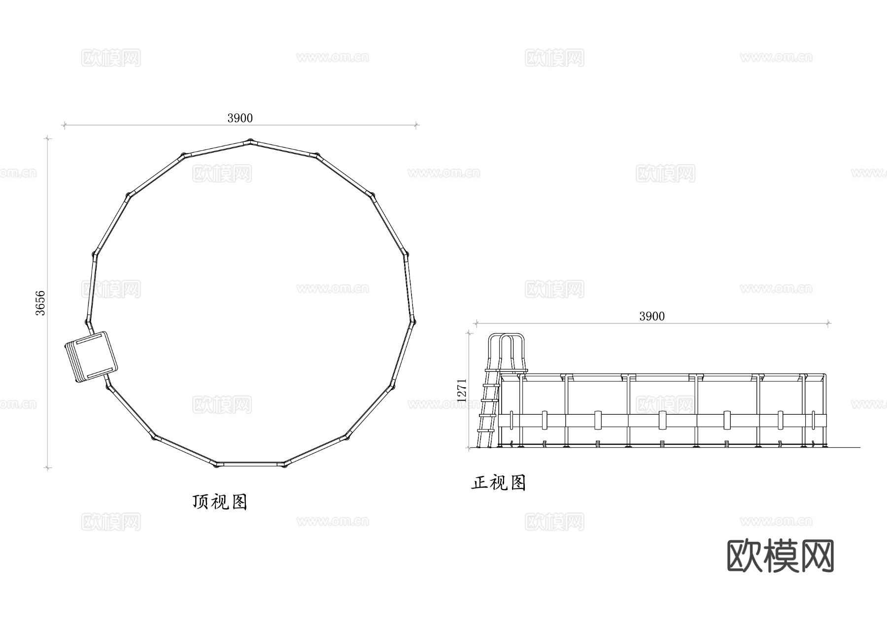 圆形游泳池cad图库