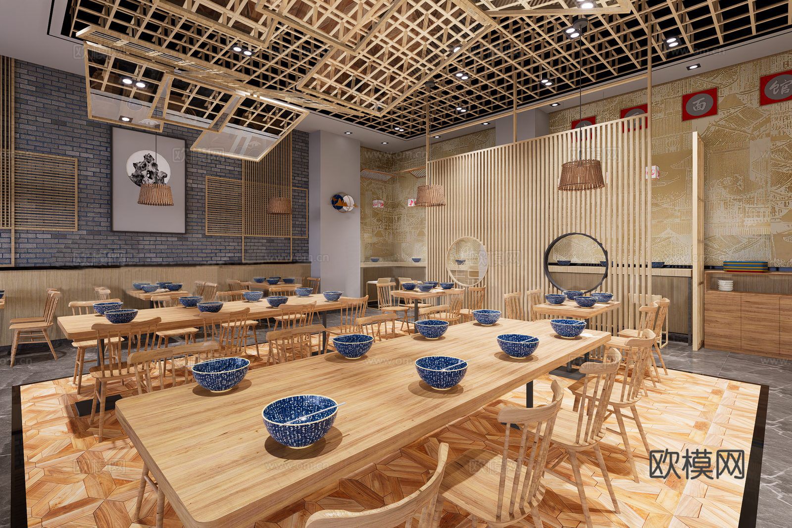 中式餐厅 茶餐厅 中餐馆su模型下载（渲染图3）