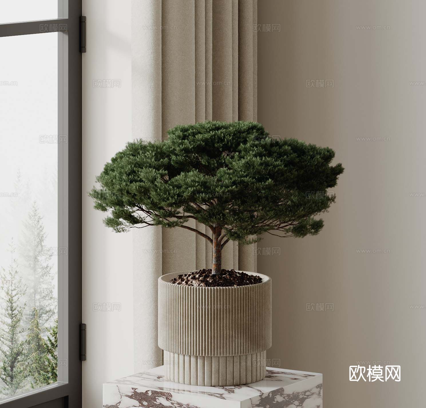 植物盆景 绿植 花盆3d模型