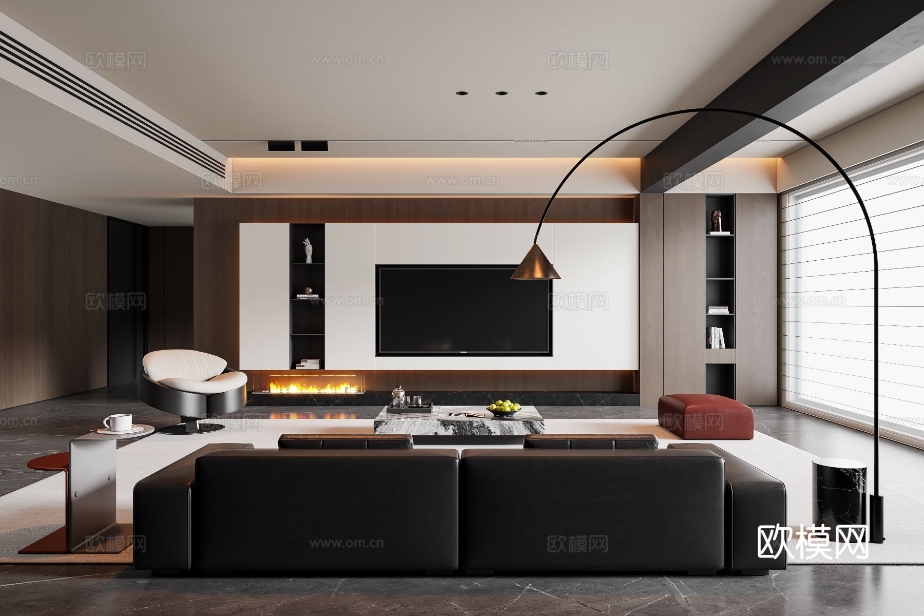 意式客厅3d模型下载（渲染图1）