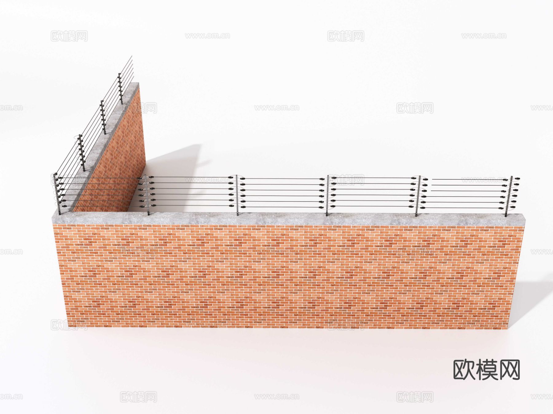 围墙电网 防盗围墙su模型