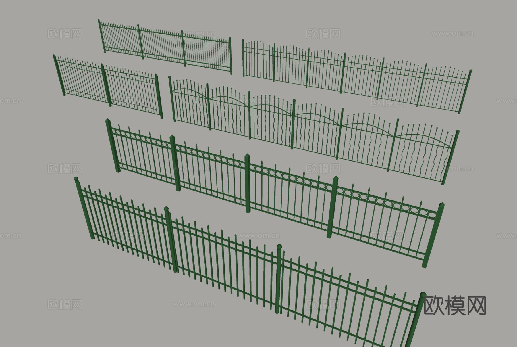 现代护栏 围栏 栏杆 栅栏su模型