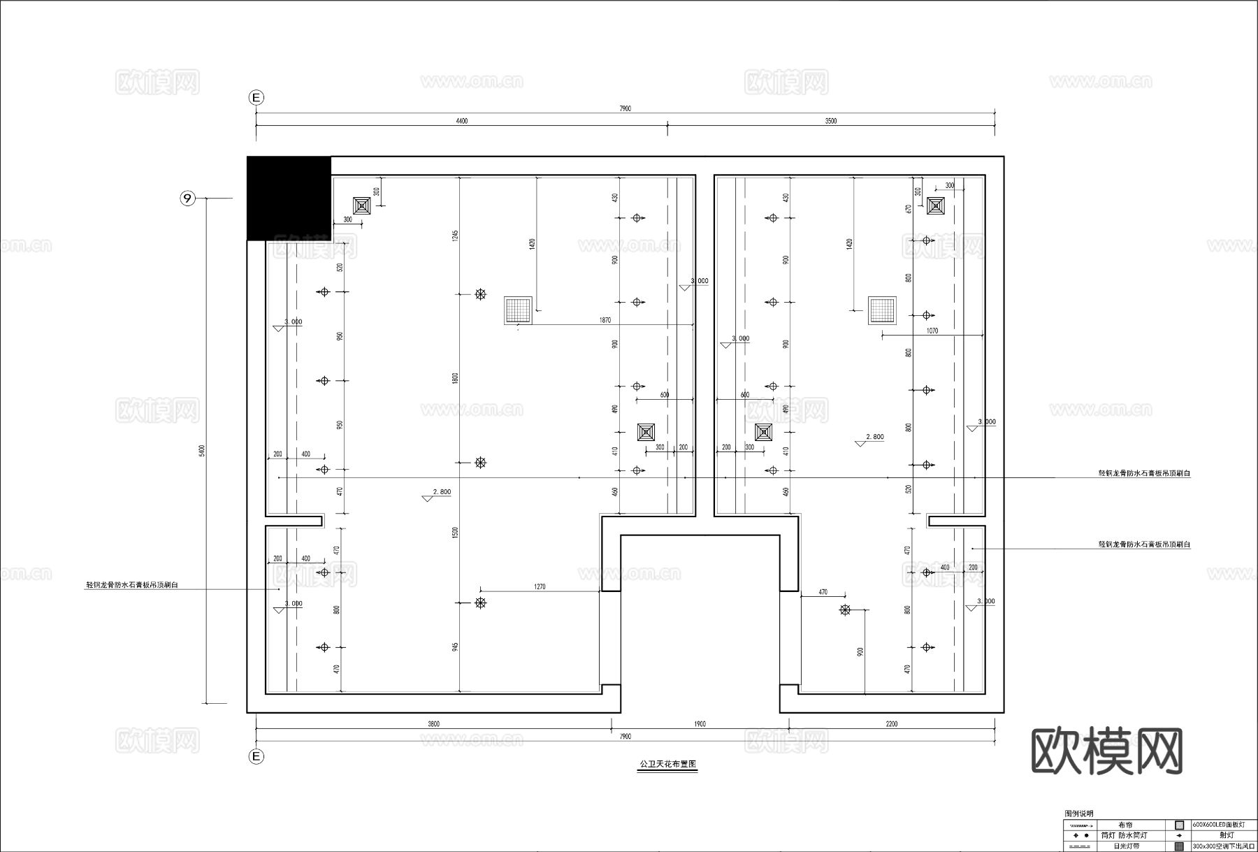 公共卫生间装修CAD施工图