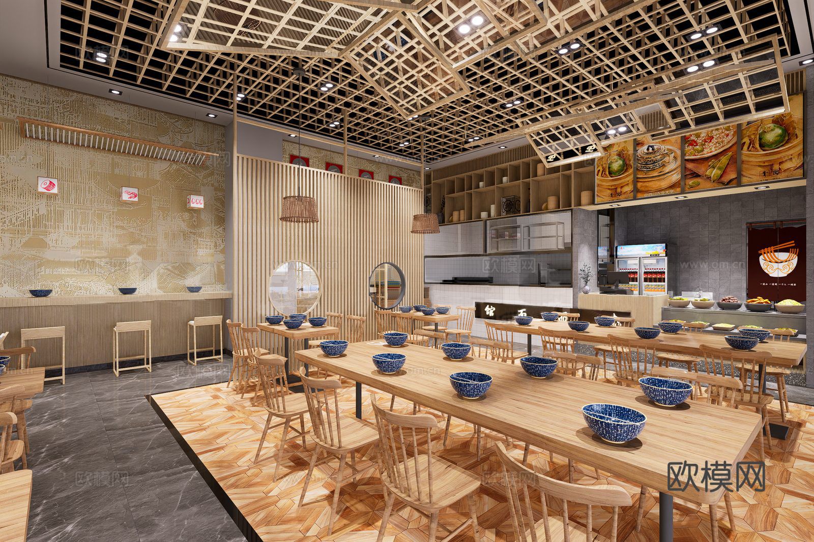 中式餐厅 茶餐厅 中餐馆su模型下载（渲染图2）