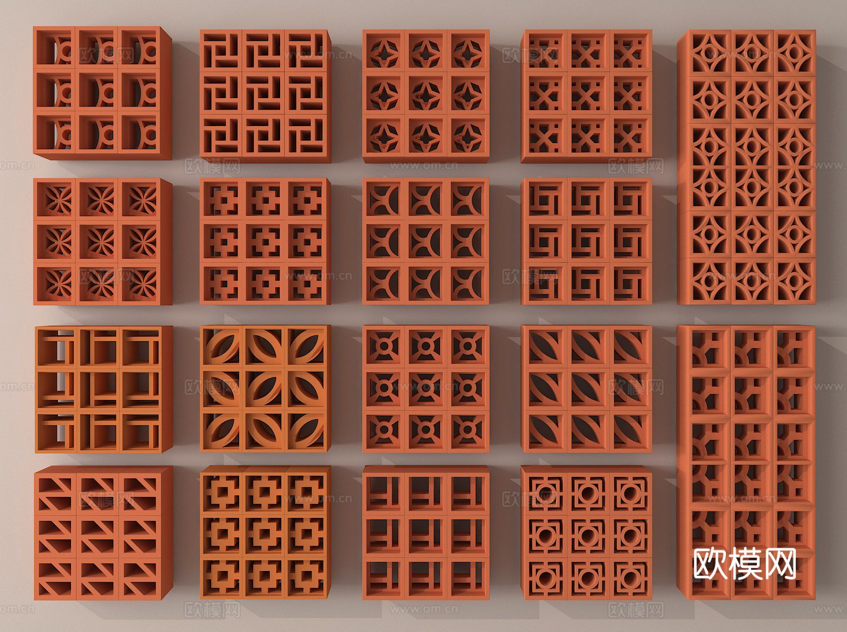 水泥砖隔断 空心砖隔断3d模型下载