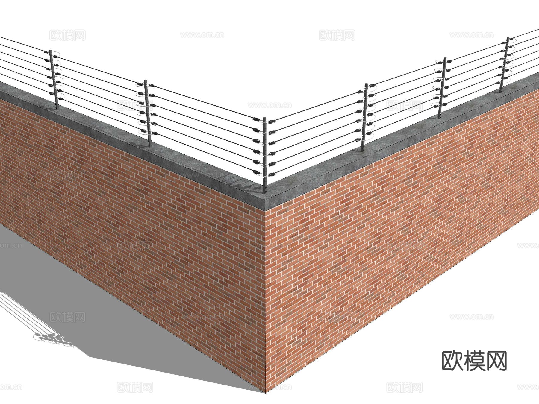 围墙电网 防盗围墙su模型