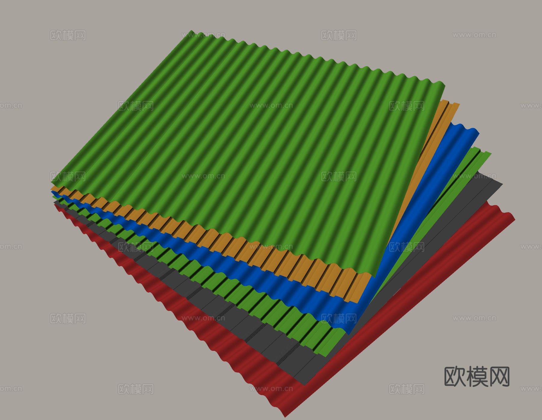 彩钢瓦 铁皮瓦 铁板瓦su模型