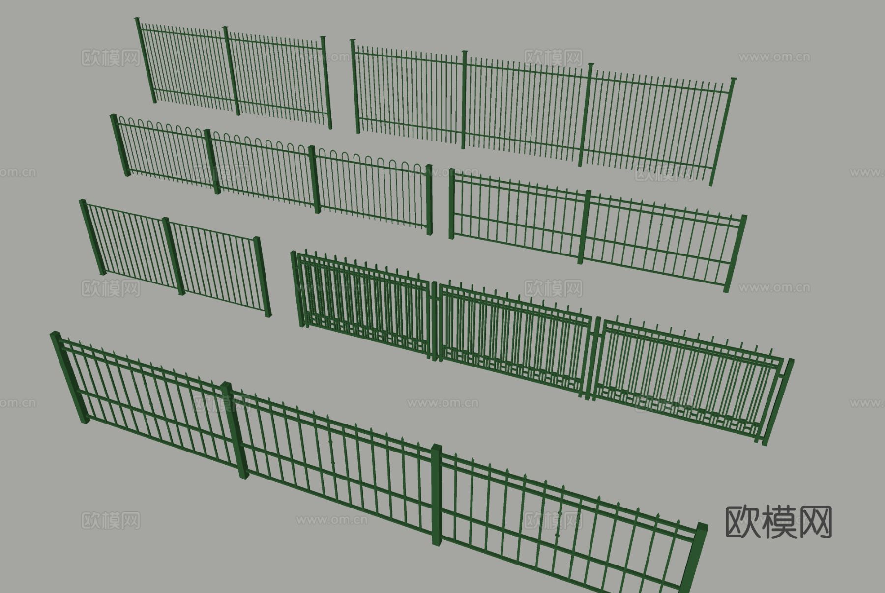 现代护栏 围栏 栏杆 栅栏su模型