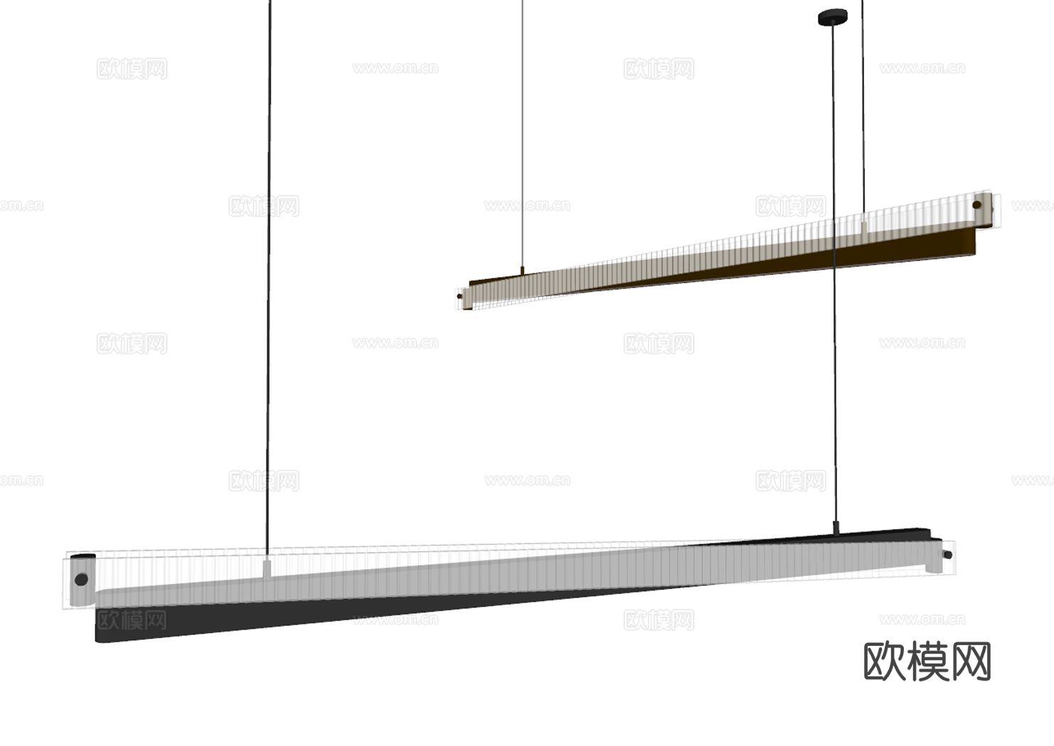 Lampatron现代线性吊灯 长条吊灯su模型