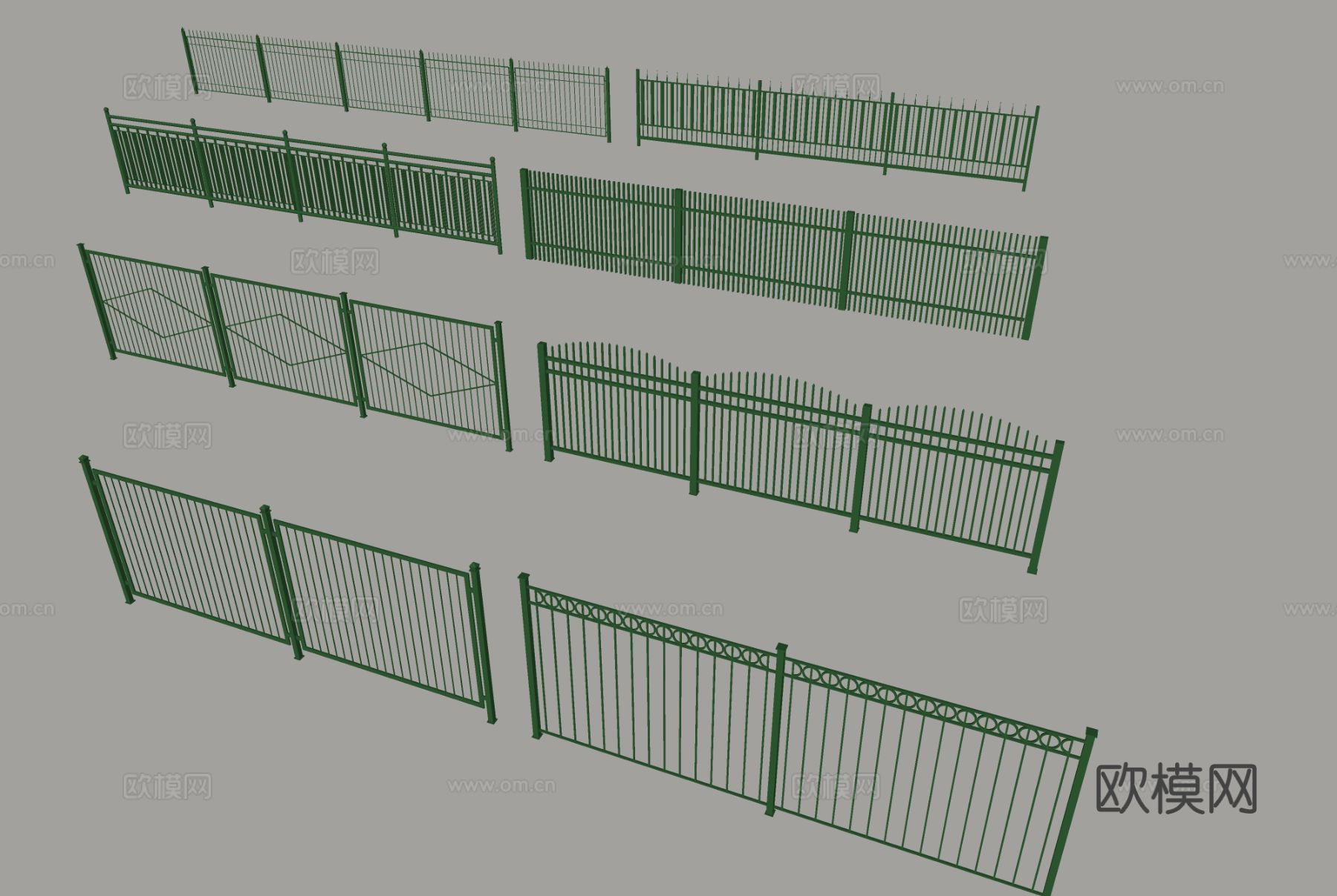 现代护栏 围栏 栏杆 栅栏su模型