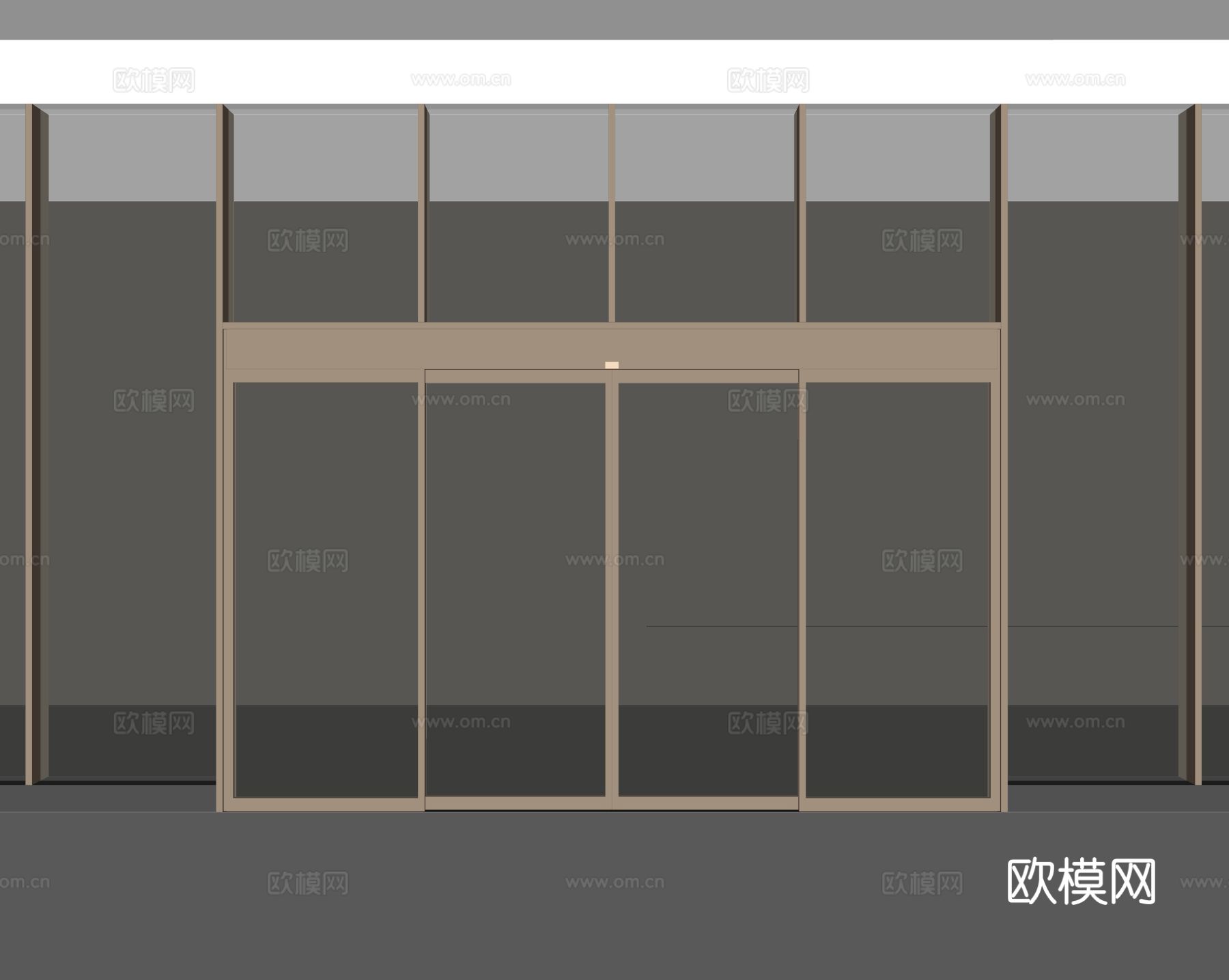 现代办公玻璃大门 感应门su模型