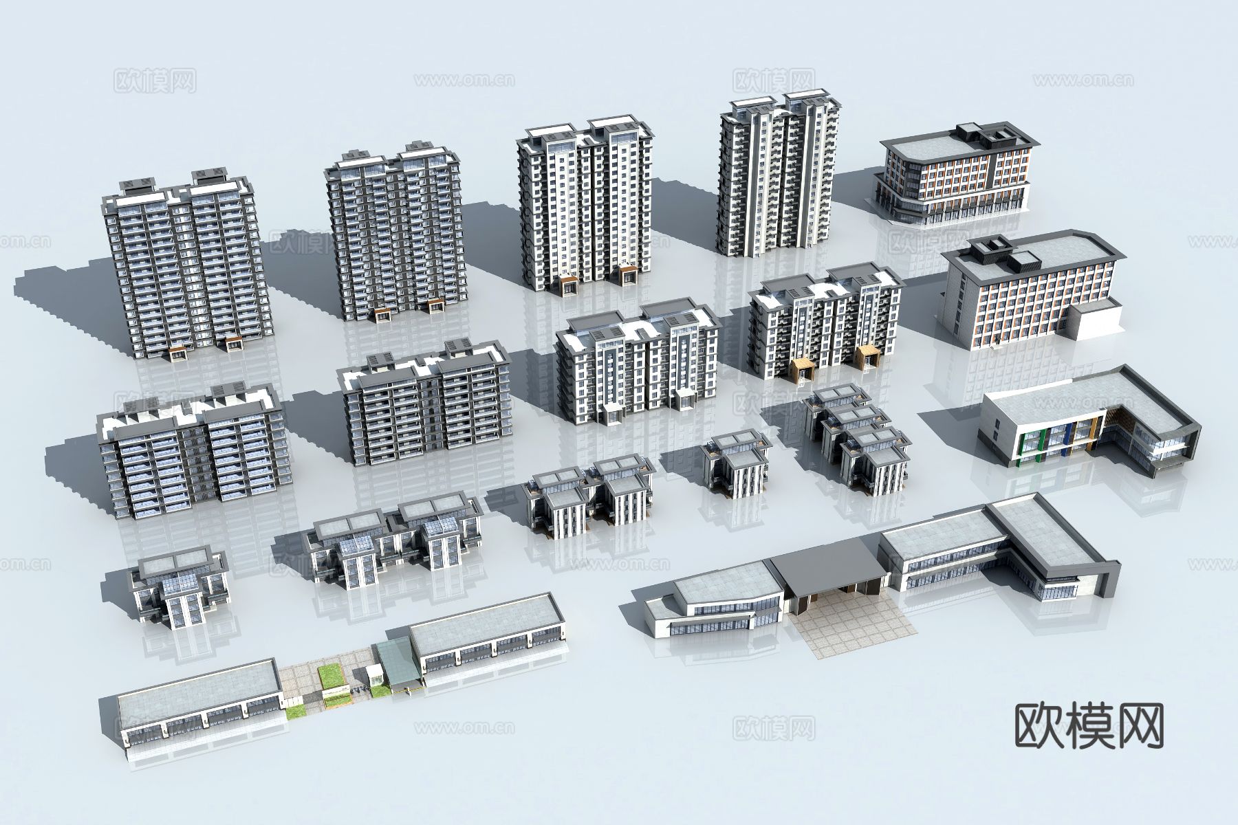 小区配套建筑 高层 多层住宅su模型