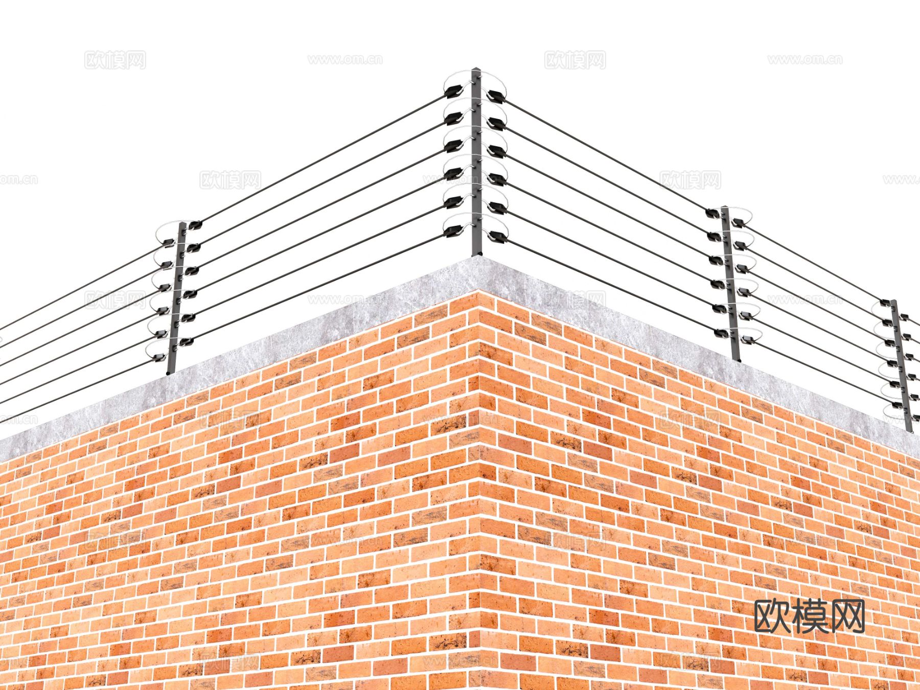 围墙电网 防盗围墙su模型