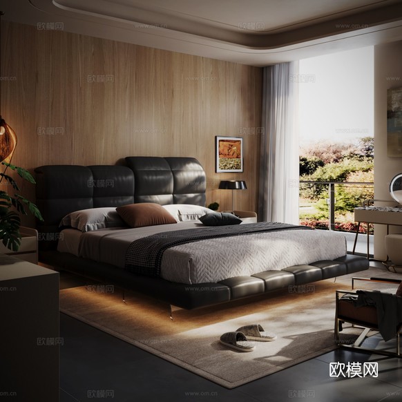 意式双人床3d模型下载