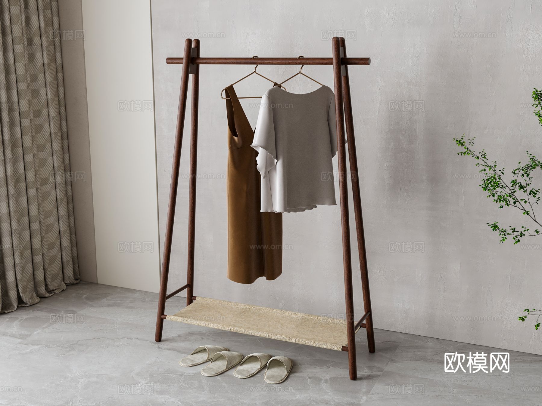 美式木衣架su模型下载（渲染图2）