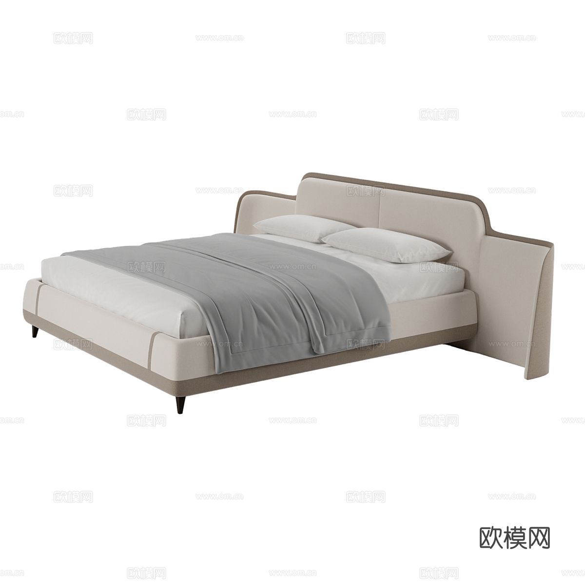 现代双人床3d模型下载