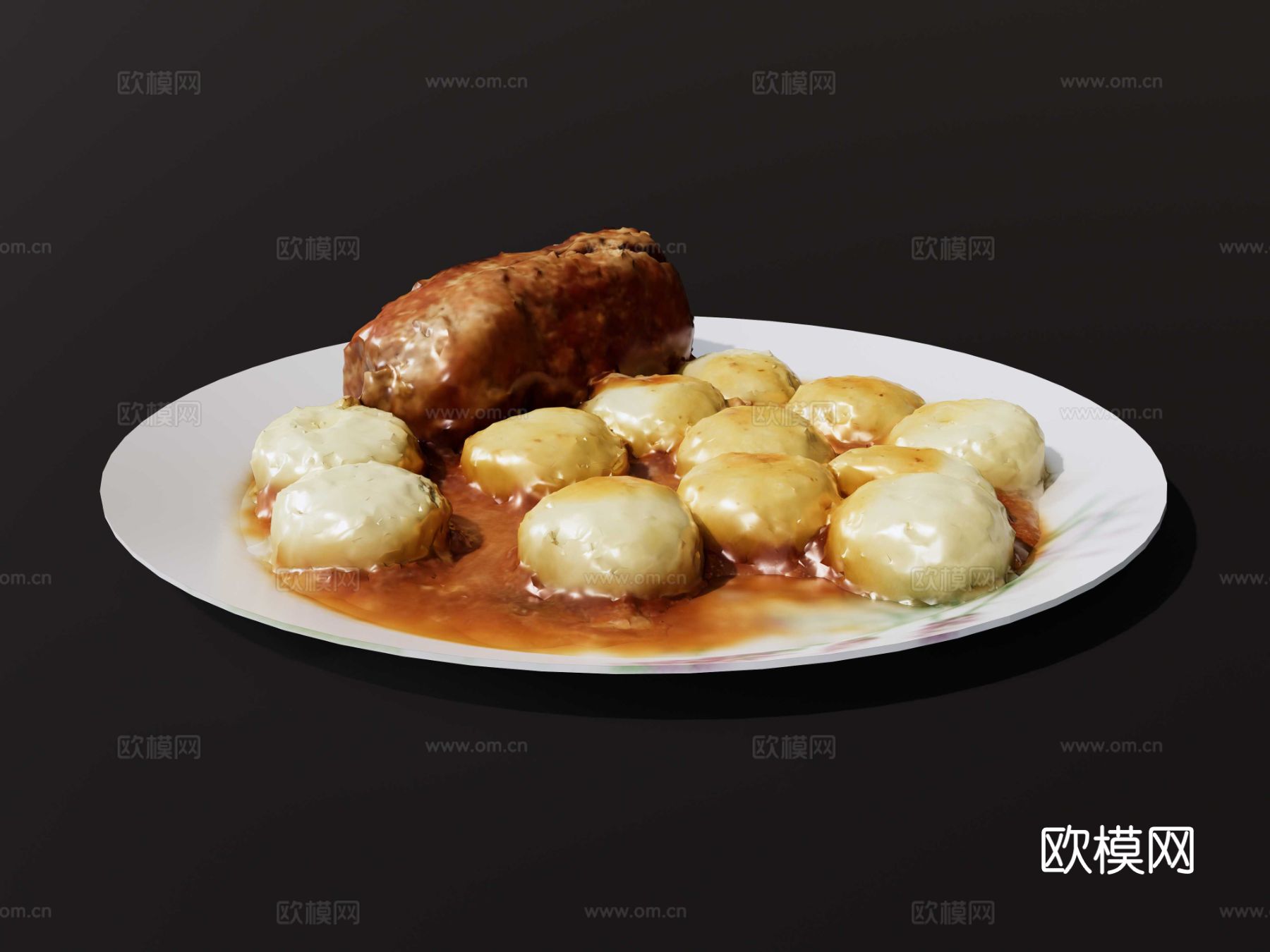 土豆泥 把子肉su模型下载（渲染图2）